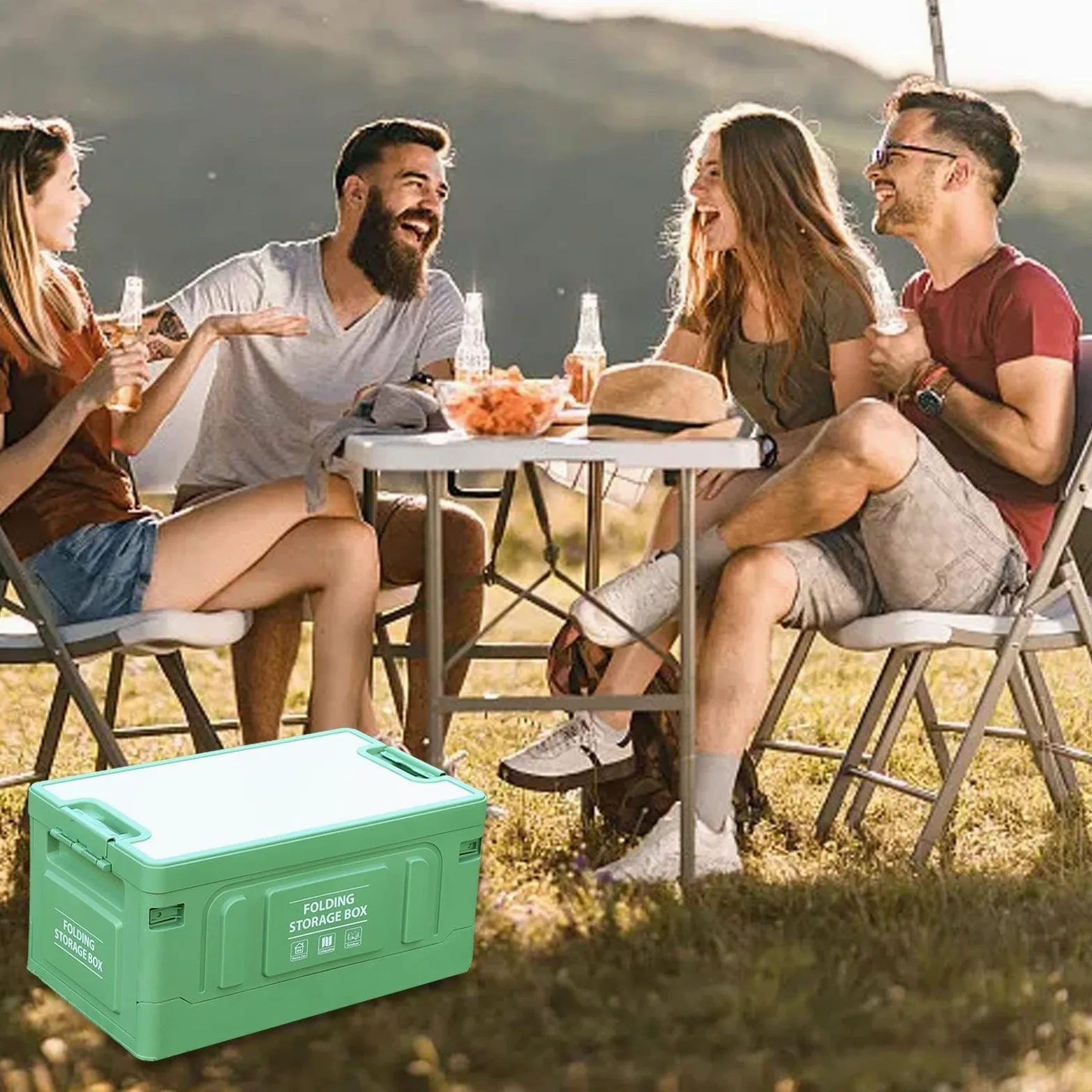 Organizador de maletero plegable para maletero, 60 l, caja organizadora para el maletero del coche, con tapa a prueba de polvo para verduras, herramientas de camping, salvado | para el maletero del coche, con tapa a prueba de polvo para verduras, herramie