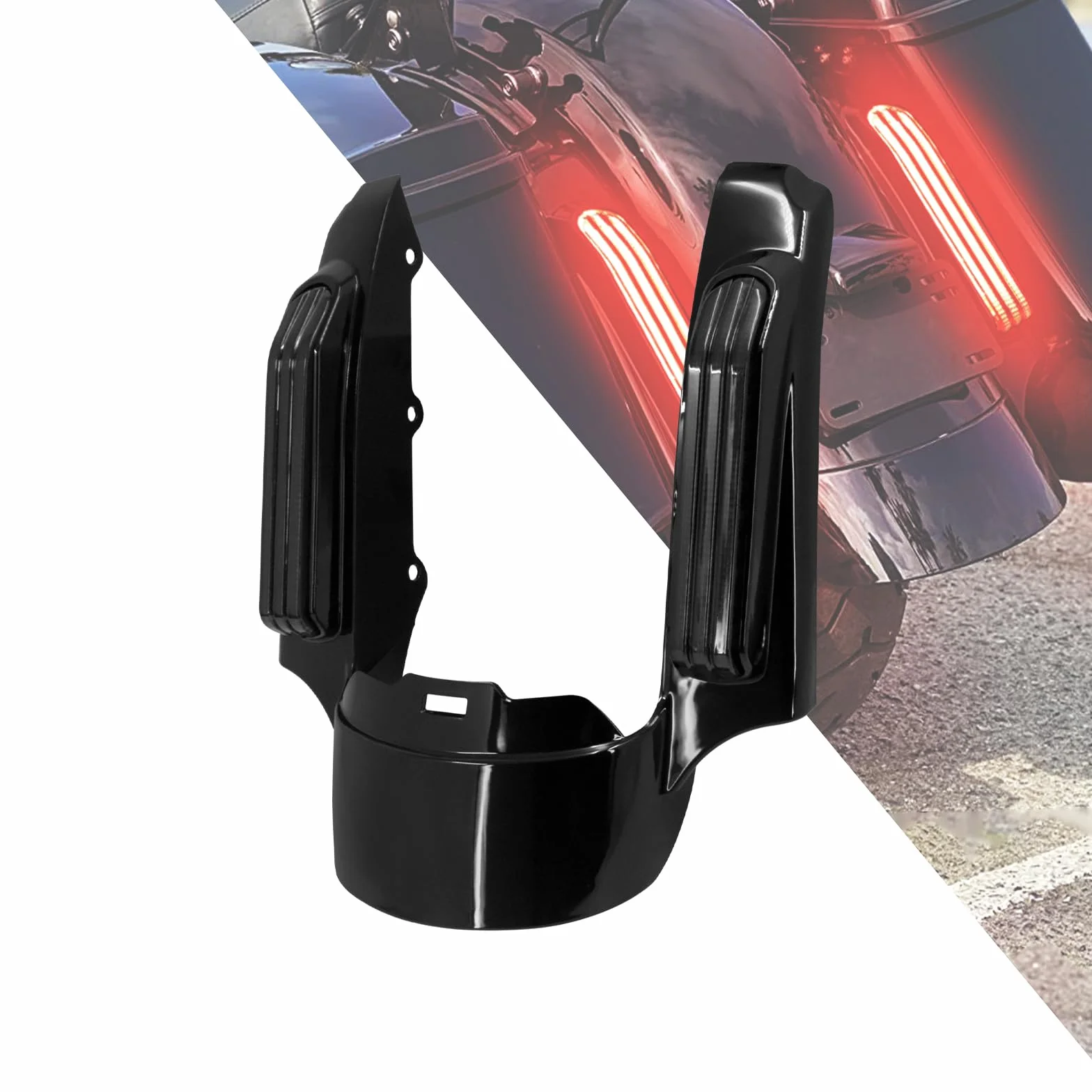 motocicleta trasera Fender Fascia LED luz para Harley Touring Road Glide Street Glide Electra Glide Road King Ultra Limited 14-2019 Negro brillante