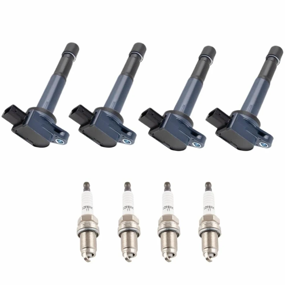 Juego de bobinas de encendido y bujías, 4 bobinas de encendido, 4 bujías compatibles con TSX 2.4L L4 2004 2005 2006 2007 2008 UF417 6994