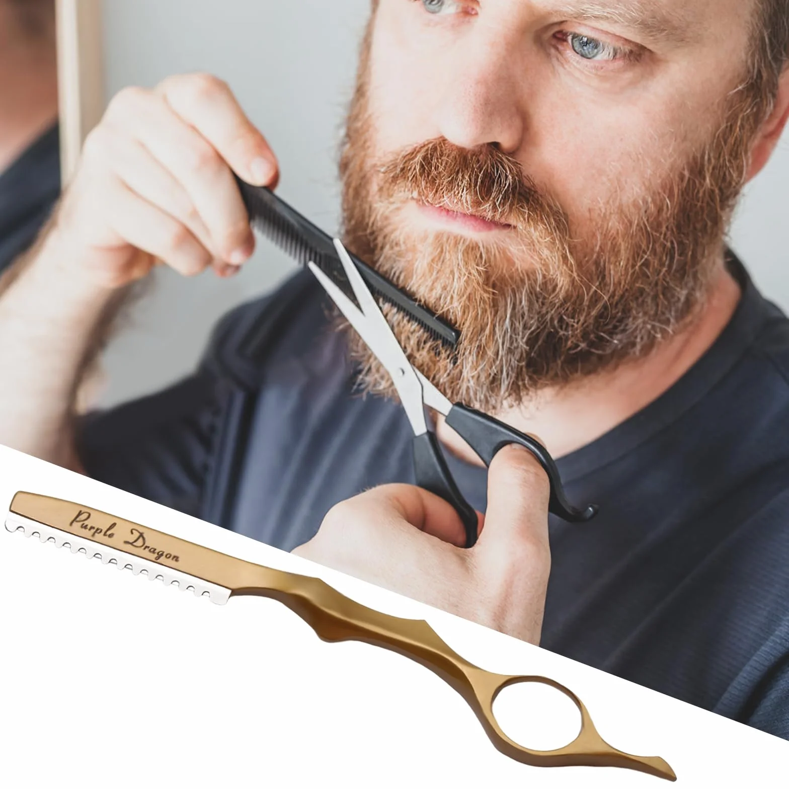 Cuchillo para Adelgazar el Cabello, Cuchilla de Afeitar de Peinado, Maquinillas de Afeitar Texturizadoras de Corte Manual de Cabello con 10 Navajas de Repuesto (Oro)