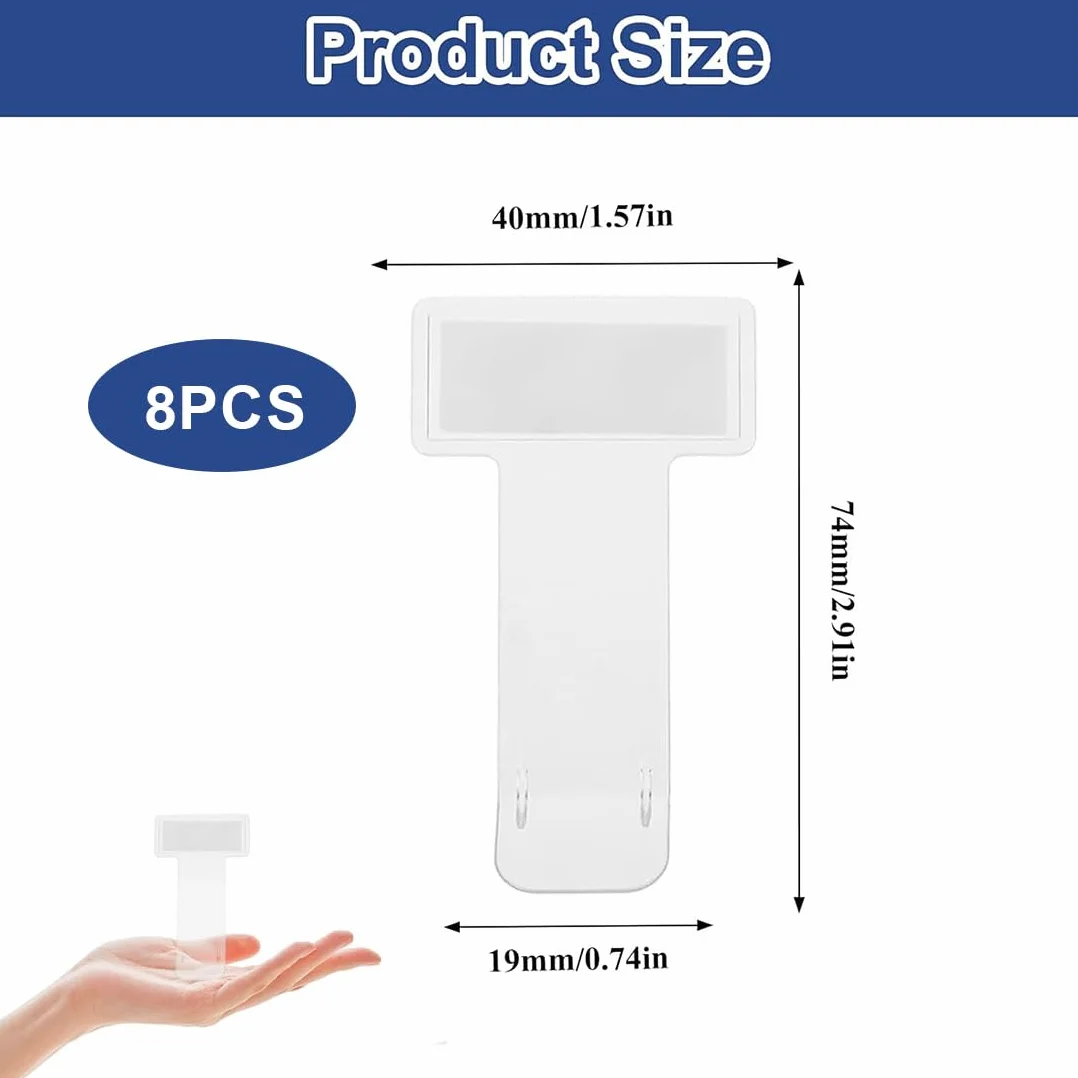 Soporte Tarjeta de Estacionamiento, Juego de 8, Transparente, Autoadhesivo, 74x40mm, Clip de Plástico para Tarjetas de Estacionamiento & Documentos en Auto, Sin Residuos