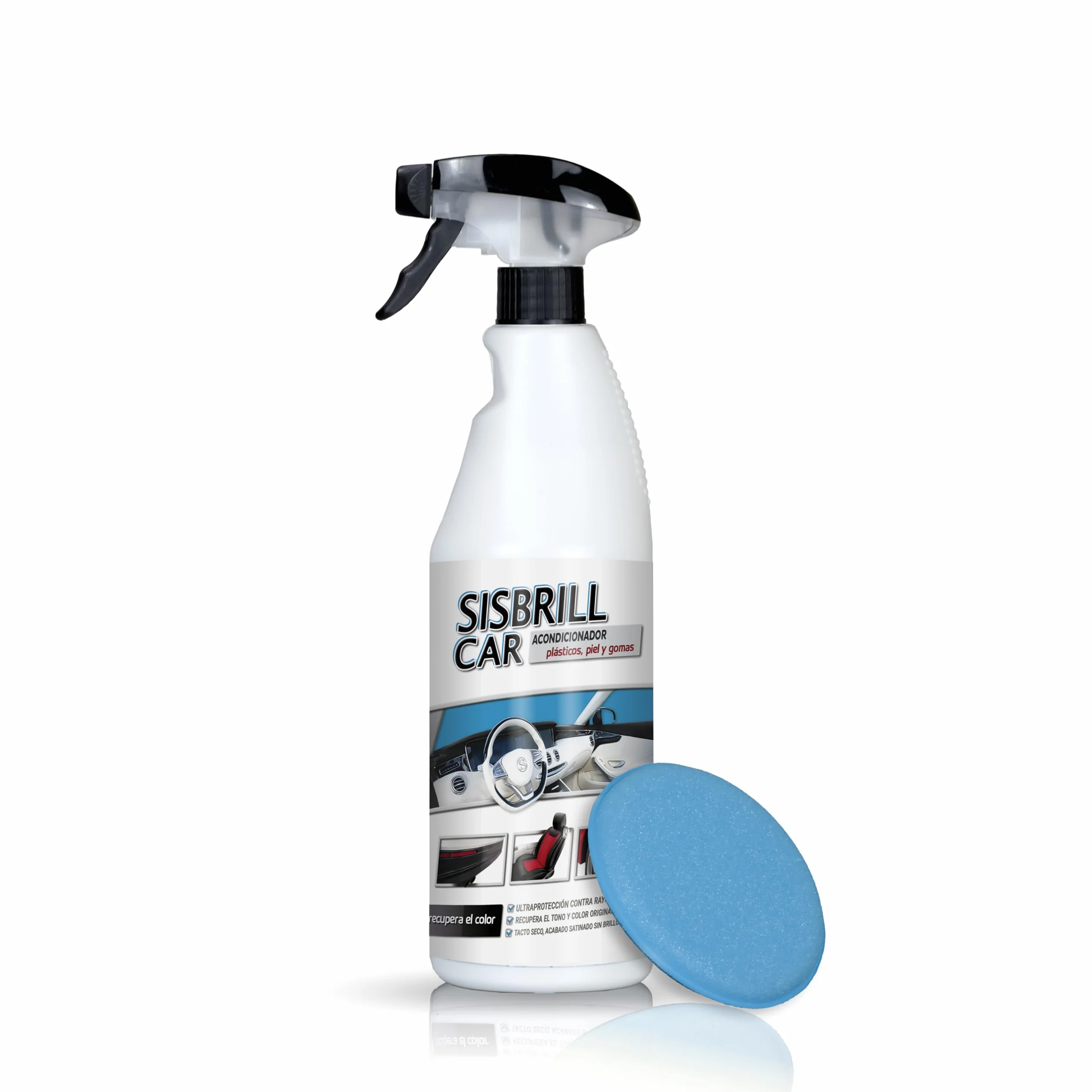 Sisbrill Car, Acondicionador de Salpicaderos, Plásticos y Piel - Abrillantador Satinado - Crema pulverizada con Tacto Seco - 750 ml (750 ml)