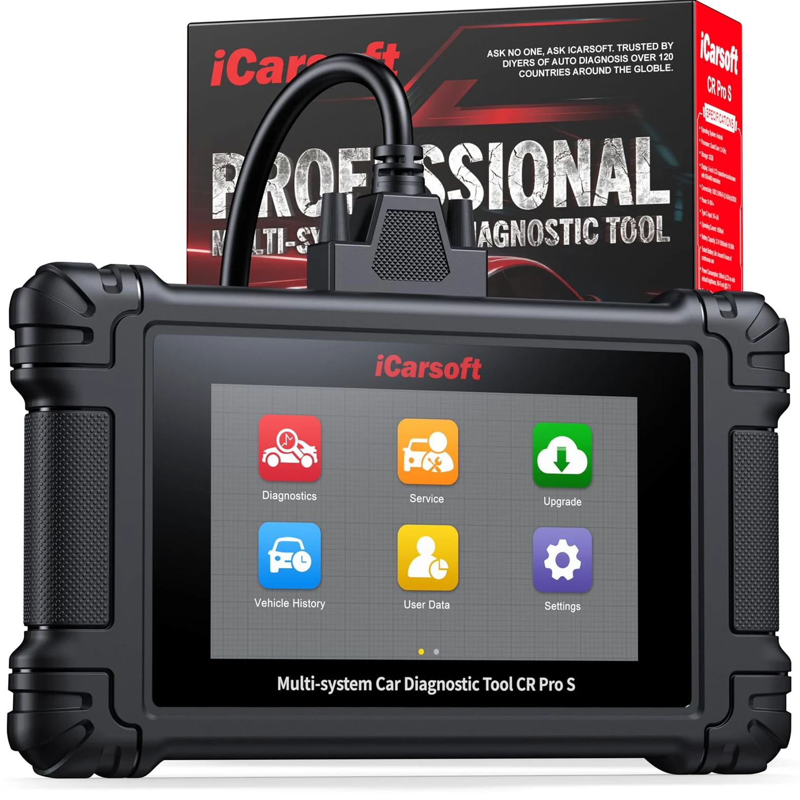 CR Pro S Herramienta de Diagnóstico Bidireccional para Todos los Coches, Codificación ECU para Audi/BMW/VW, Escáner OBD2, Pantalla Táctil/49 Restablecimientos/4000+ Pruebas/Registro de Batería