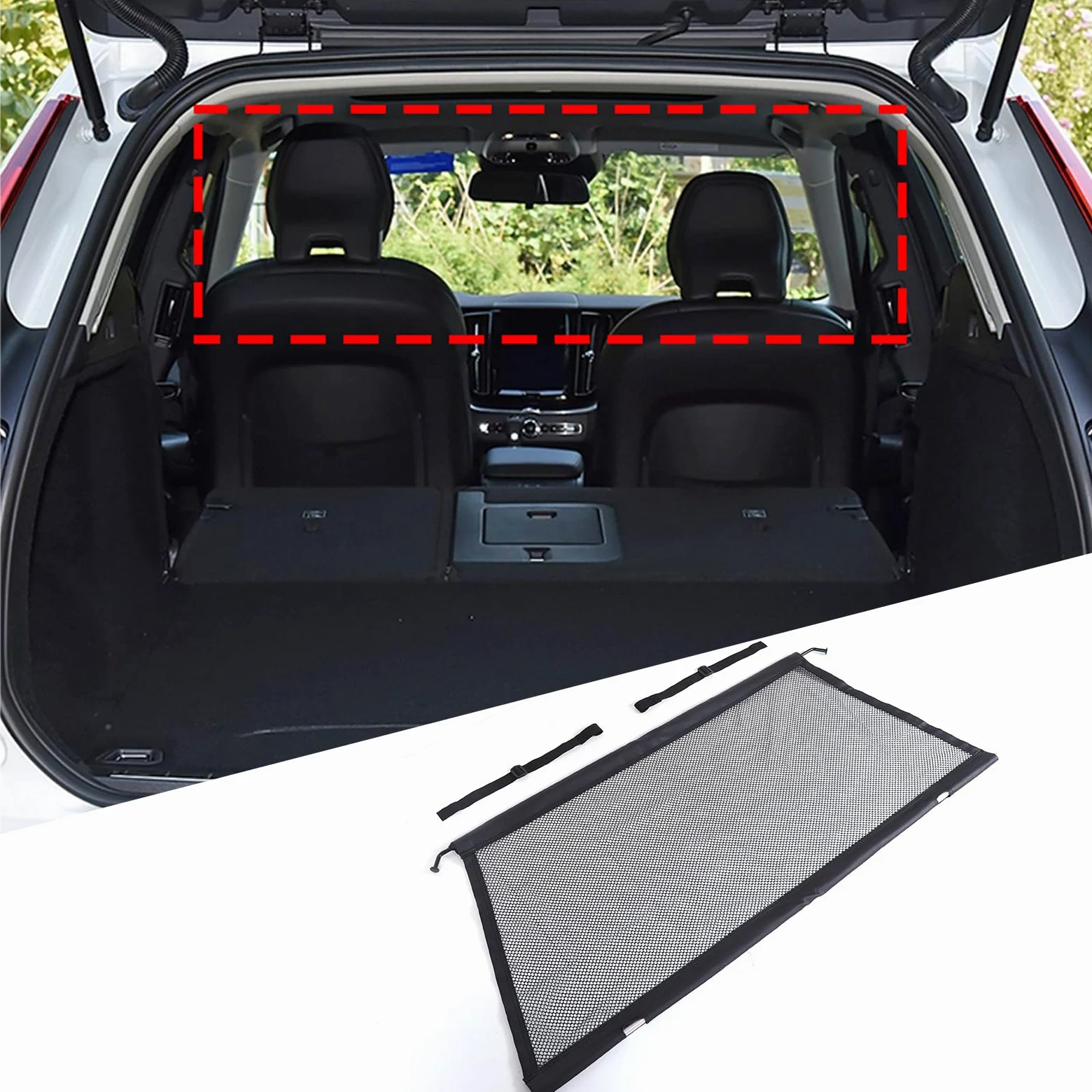 PIUGILH Red de Seguridad para Maletero de Coche, Adecuada para V@OL@Vo XC60 2018-2025, reja para Perros, Red de Aislamiento de Seguridad para Maletero para Accesorios V@OL@Vo