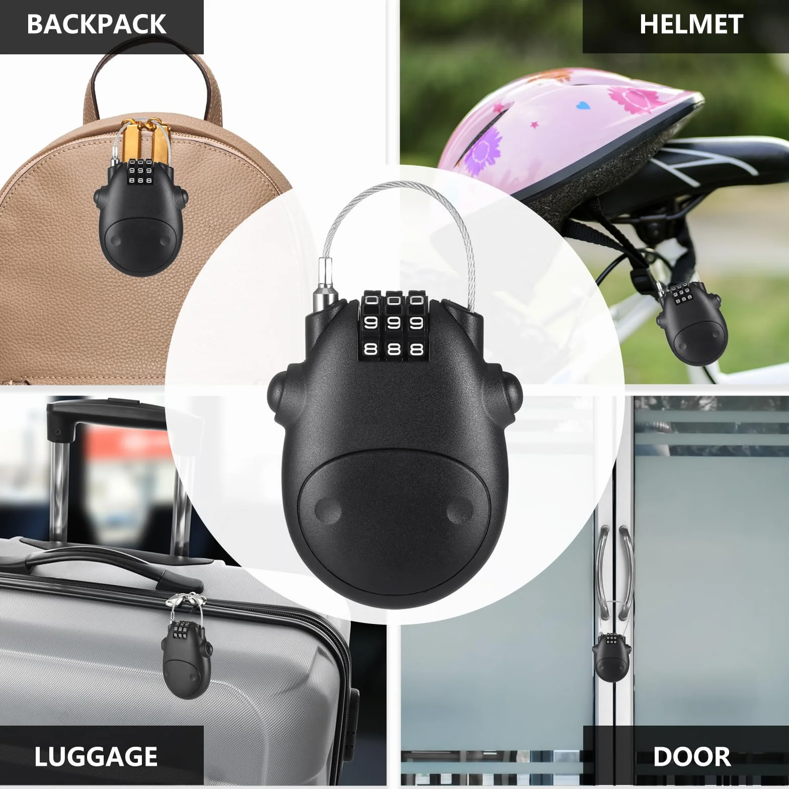 Fentar 2 candados de cable, cerradura de combinación pequeña a prueba de óxido, cerradura flexible para casco, cerradura de scooter, cerradura de bicicleta ligera, bloqueo de cable retráctil de acero