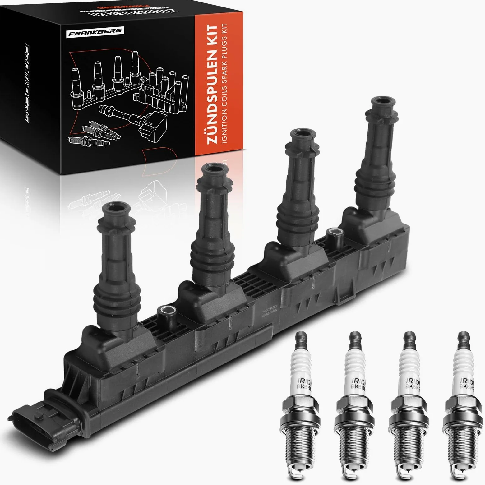 Frankberg 1 bobina de encendido + 4 bujías 1208020 | Compatible con: Tour combinado, Astra H A04, Corsa D S07, Caravana clásica Astra G F35, Corsa C Caja/Hatchback X01