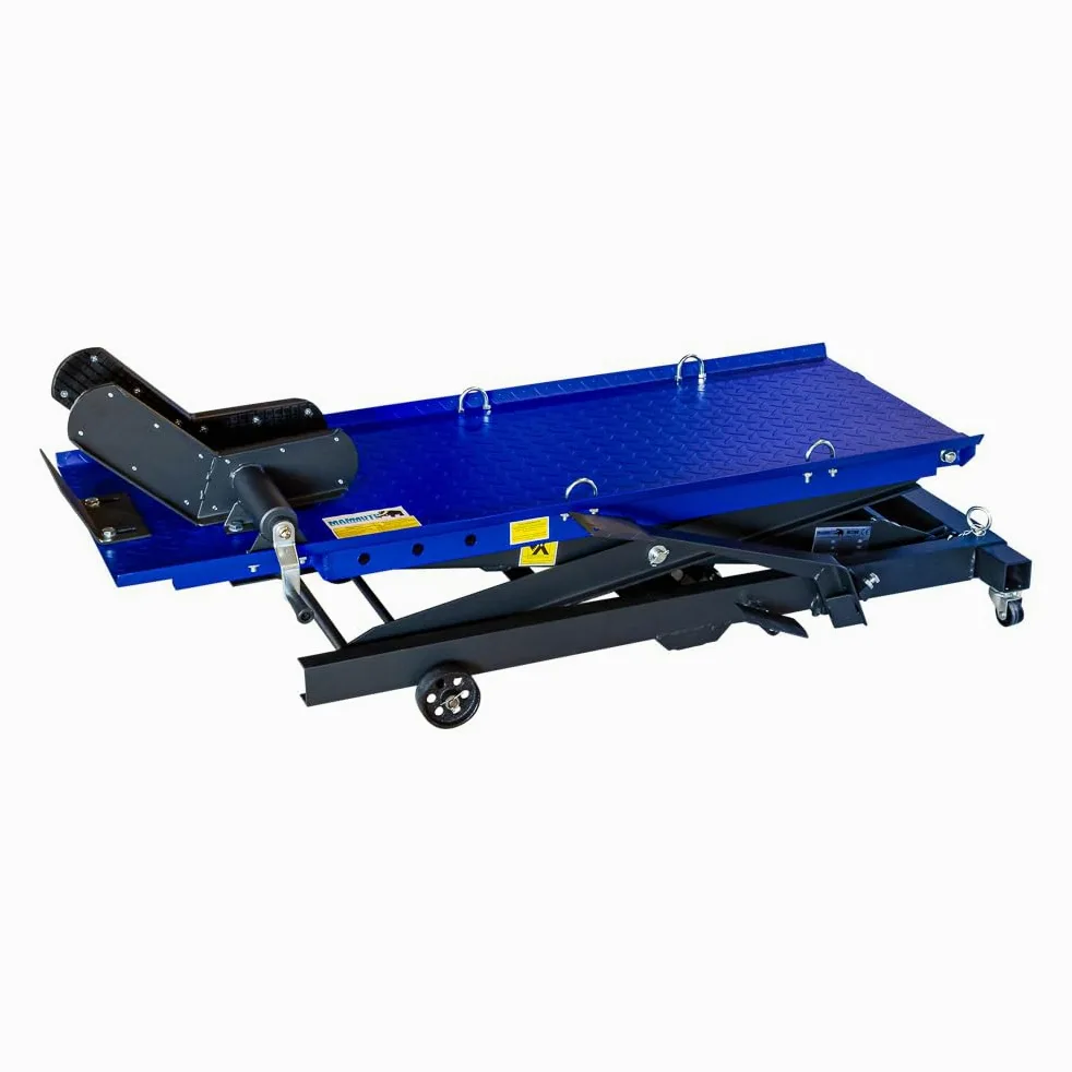 DeTec. Plataforma elevadora para moto, máx. 360 kg, mando a pie, elevador de tijera, plataforma de montaje máx. 780 mm altura de elevación