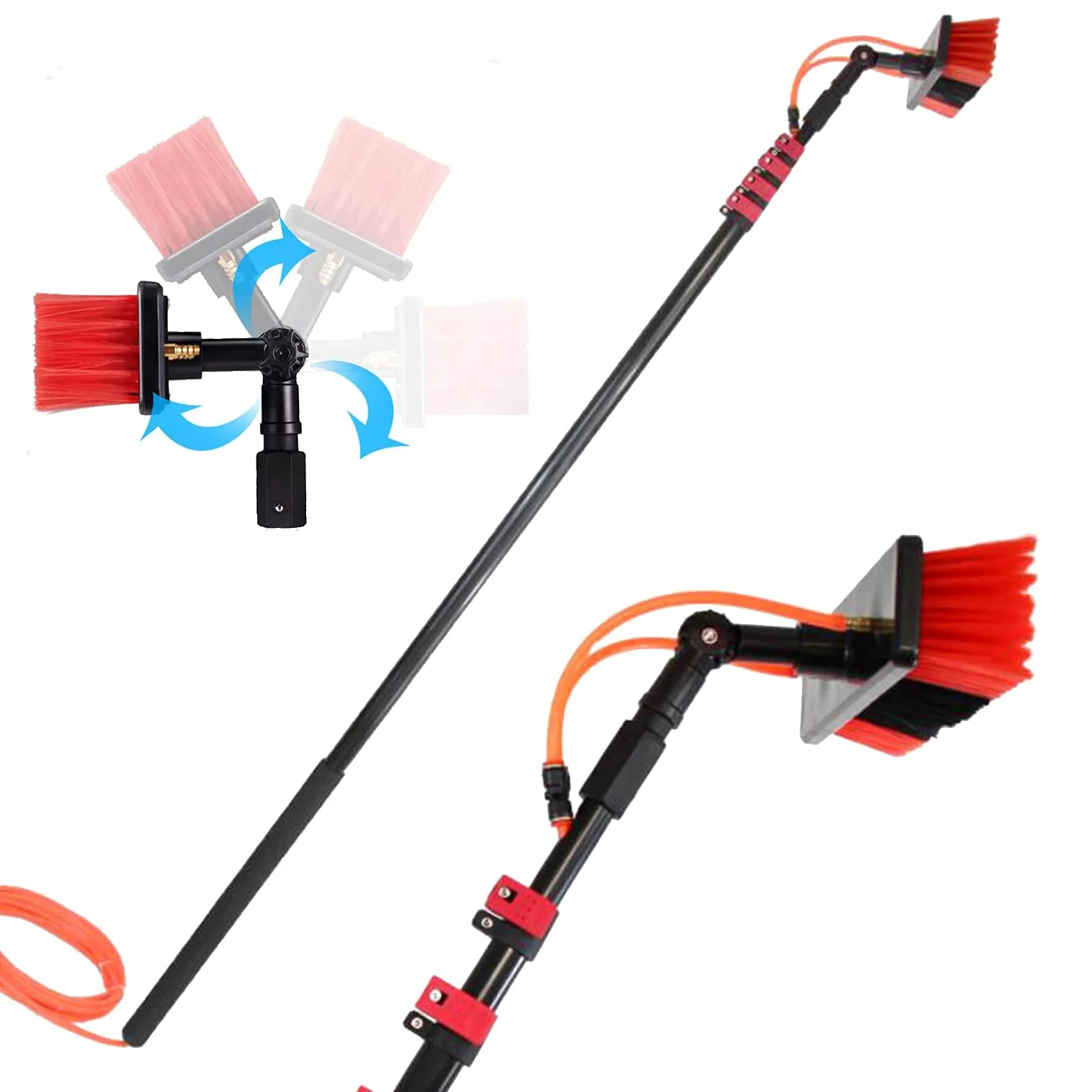 Cepillo con pasada de Agua para Limpiar Cristales, Herramienta para Lavar Coches, Cabezal de cerdas Suaves de Alta Resistencia, Cepillo con pasada de Agua para Limpiar Cristales, c