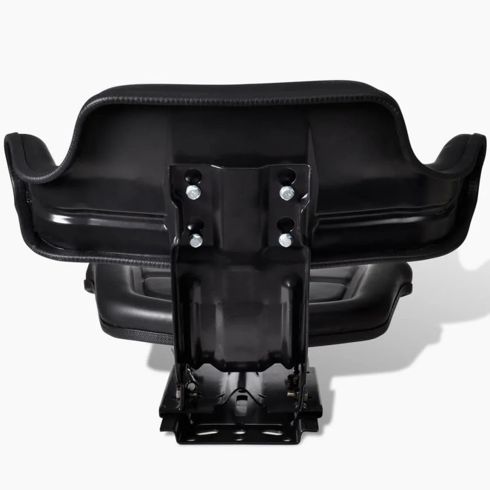 Asiento de tractor con respaldo y reposabrazos negro, marco de acero, funda de poliéster, 43 x 60 x 49 cm, 150 mm de ajuste longitudinal, montaje flexible para tractor, tractor cortacésped