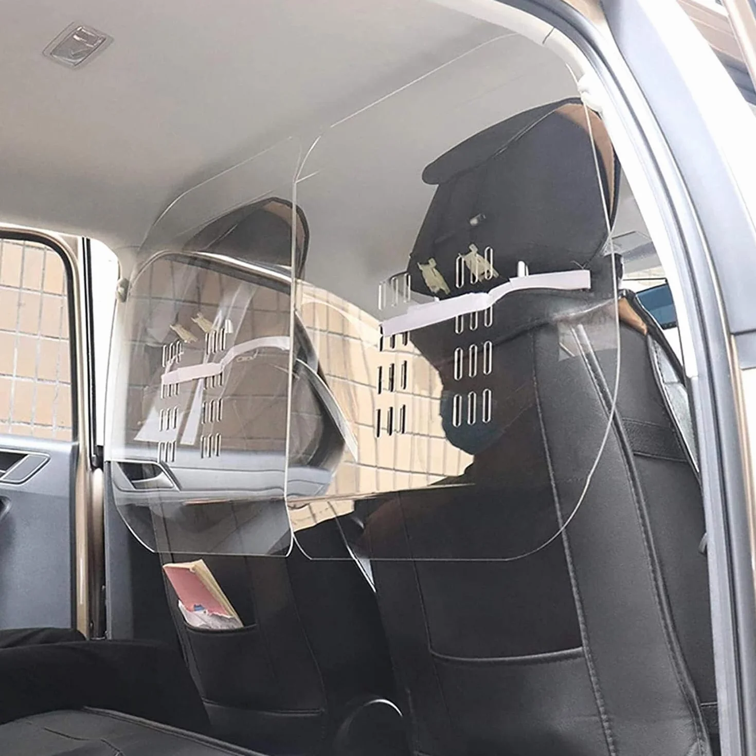 Barrera universal para protección contra estornudos para vehículos compartidos y taxi, partición de PVC fácil de limpiar