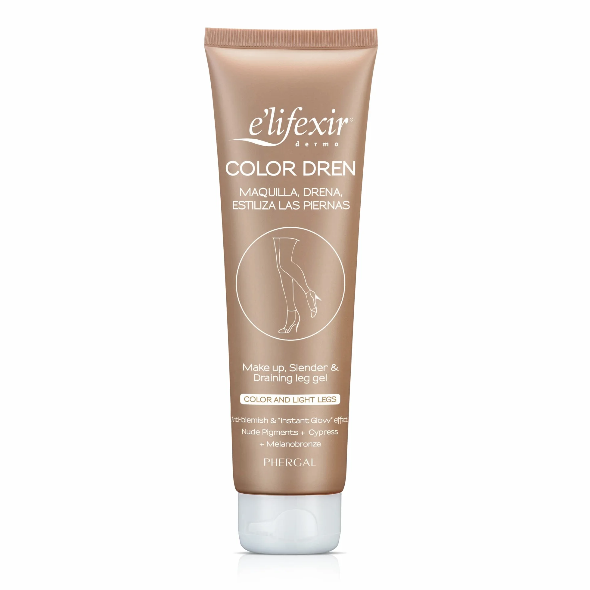 Elifexir Color Dren Maquillaje para Piernas Crema Bronceado Efecto Medias Invisibles 150ml