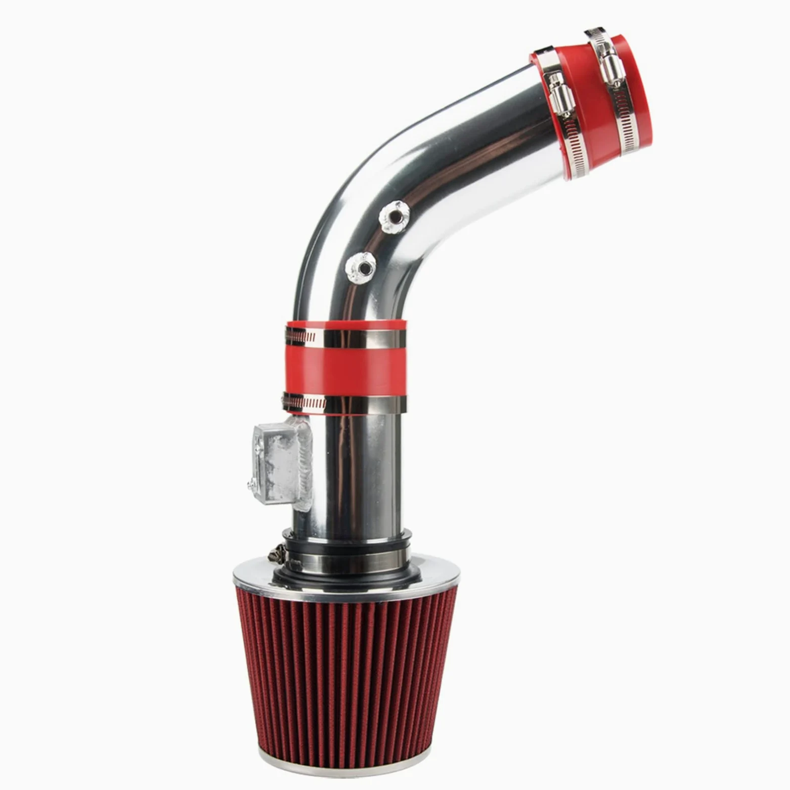 Admisión de aire frío para Accord 04-07, kits de sistema de filtros de admisión de aire frío para Accord 2004 2005 2006 2007 2.4L, aluminio pulido de alto flujo de 2.75 pulgadas (rojo)