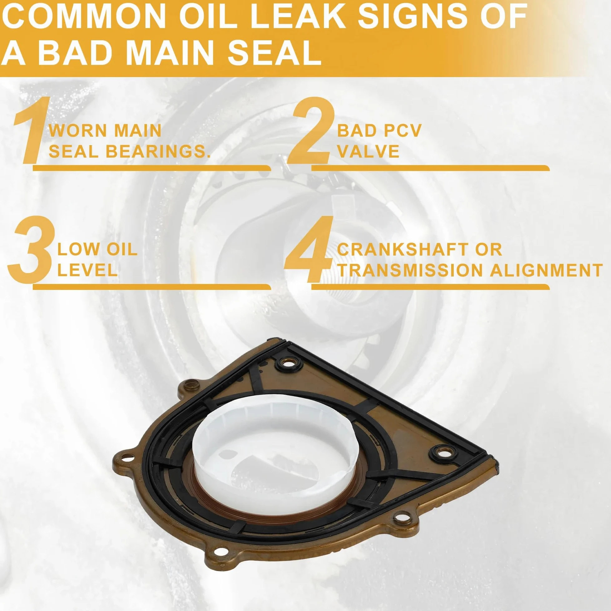 Retén Aceite para Mazda 3/5/6, para Ford C-MAX Ecosport Escape Edge Mustang, Sello de Aceite del cigüeñal Trasero del Motor LF01-11-310