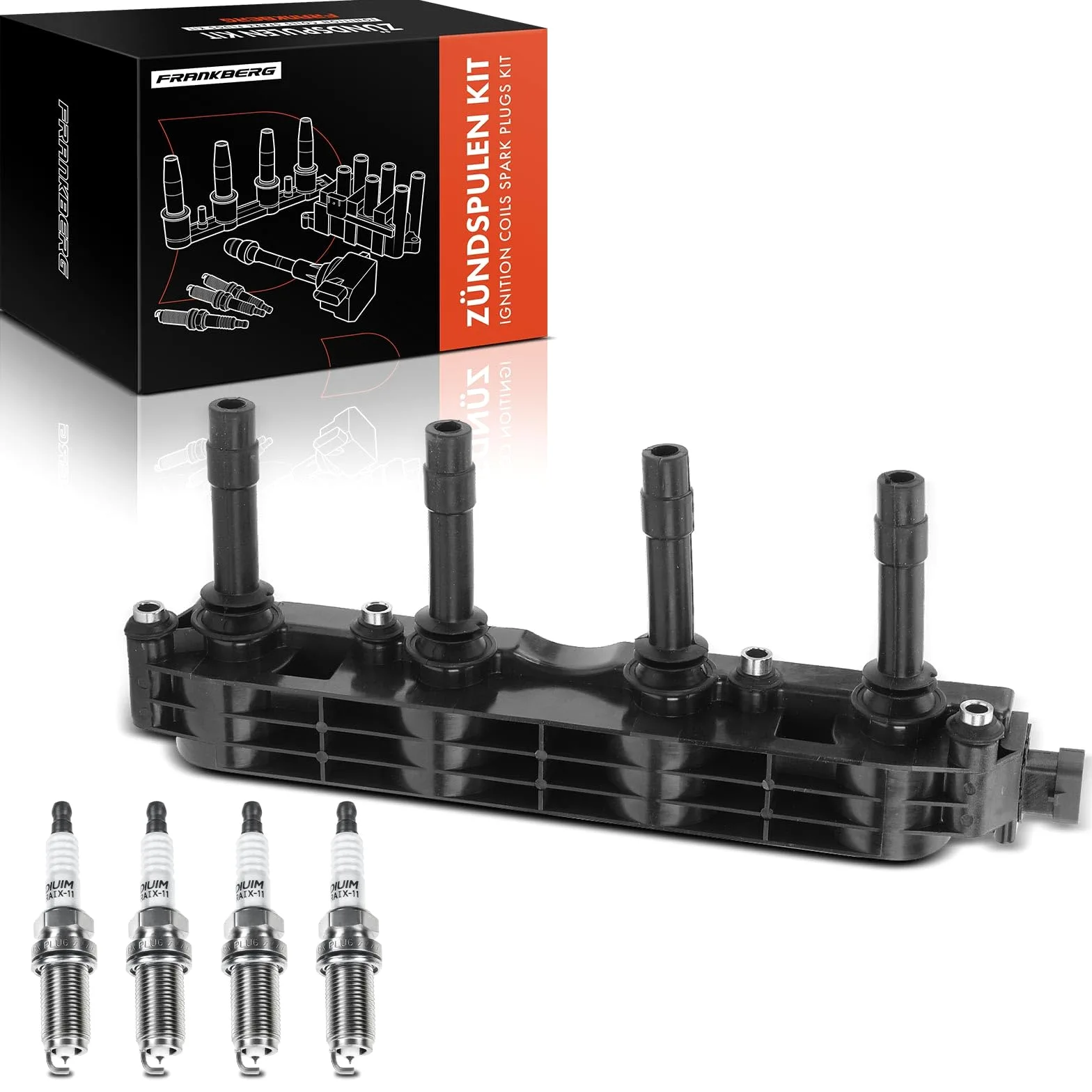 Frankberg 1 bobina de encendido + 4 bujías 0242229654 | Compatible con: Tour combinado, Caravana Astra G T98, Vectra (B) CC J96, Meriva MK I X03, Corsa C X01