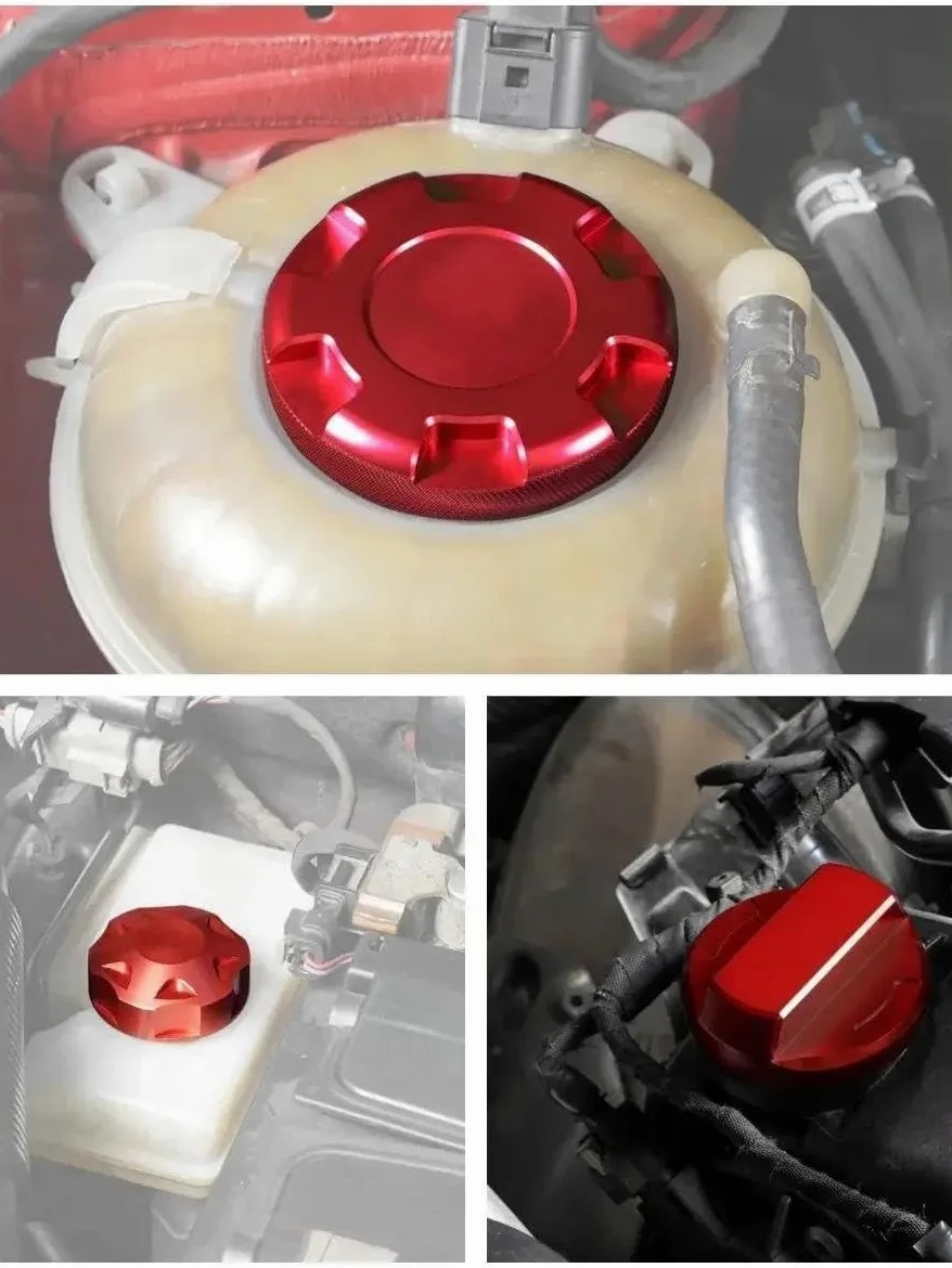 Tapón De Aceite Del Motor Tapa Radiador Cubierta Llenado Aceite Motor Y Tapa Depósito Líquido Frenos Para Golf 7/7 5 GTI R Tiguan MK2 Audi A3 S3 RS3(Red)