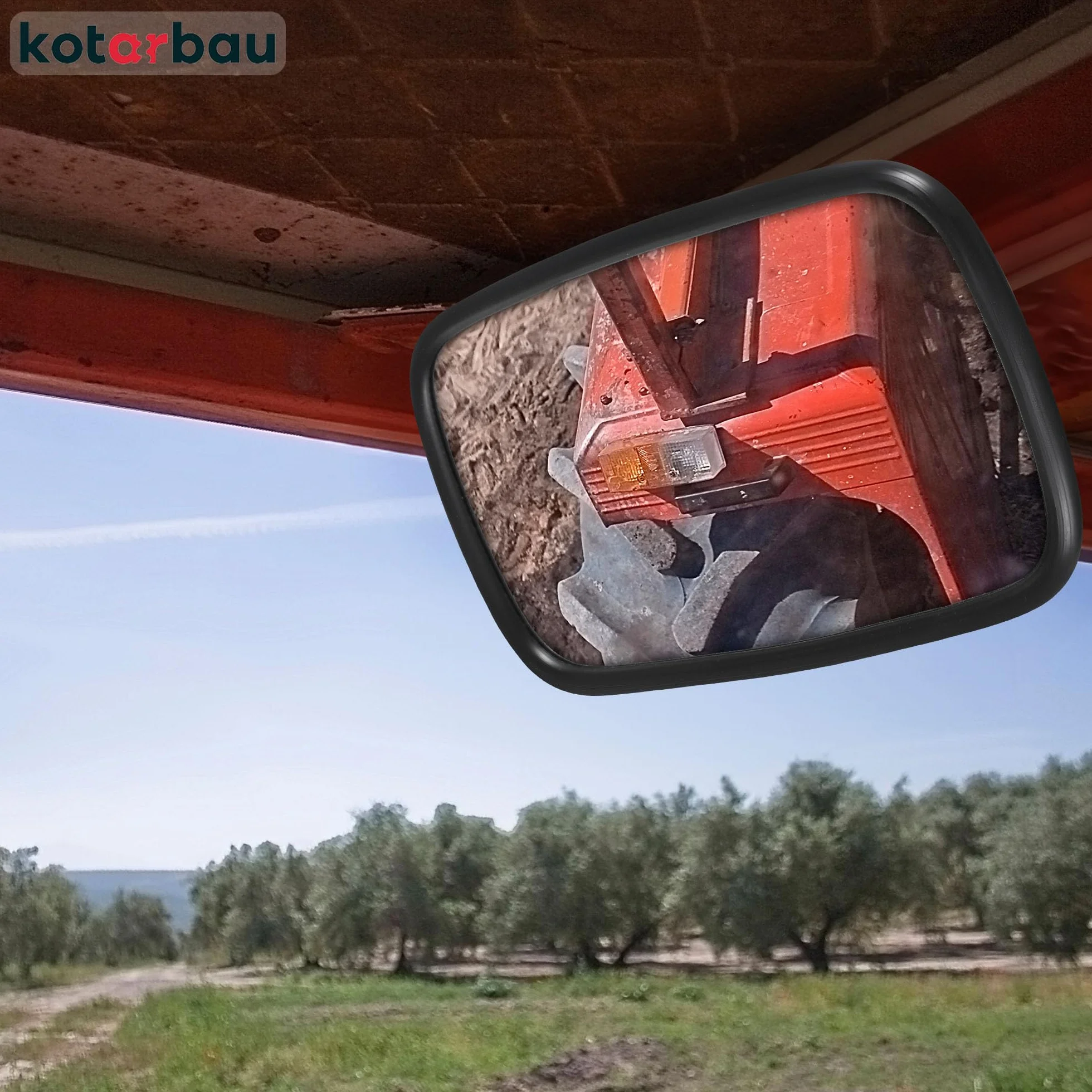 KOTARBAU Espejo universal para tractor 19x23 cm PVC 2 unidades retrovisor con soporte
