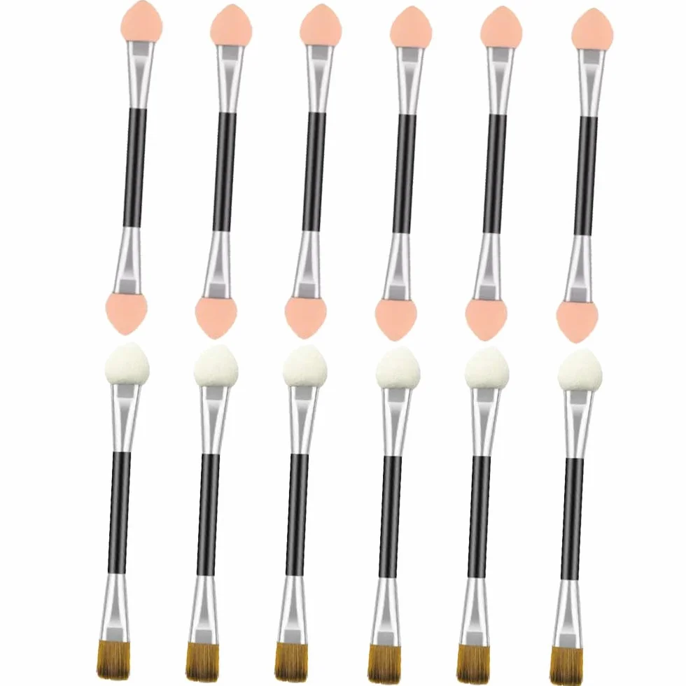 Brochas para Sombra de Ojos de Doble Punta, 12 Esponjas Aplicadoras