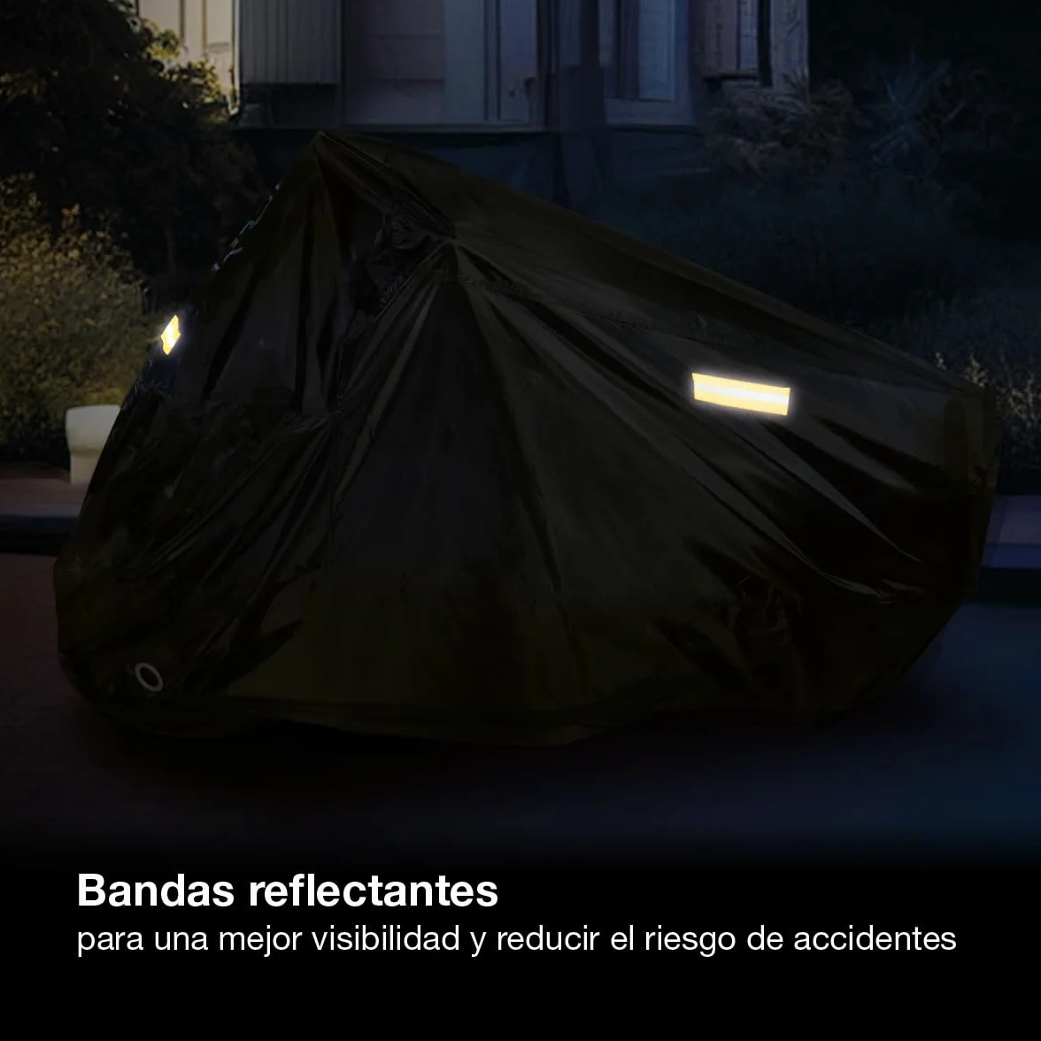 PMK GRUPO | Funda para Moto Impermeable 190T Talla L (245x105x125 cm) | Cubierta para Motocicleta y Scooter Exterior | Protector UV, Antirrobo con Ojal para Candado, Hebilla Antiviento y Reflectante
