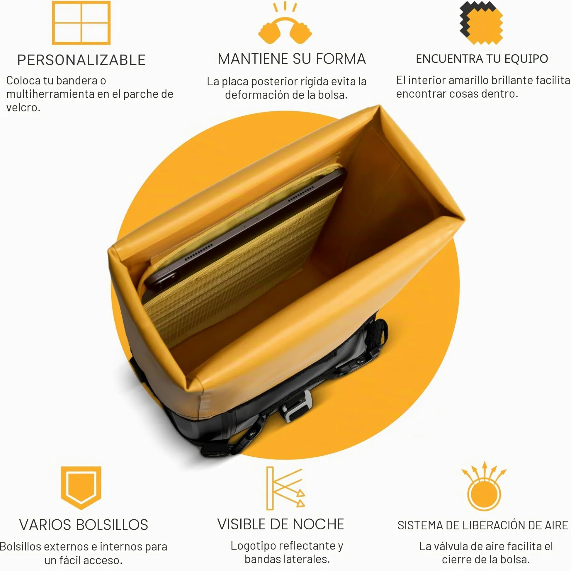 Odinsberg 15L Bolsa Moto Impermeable | Bolsa Estanca Trasera de Colín para Asiento, Barras de Choque y Defensas Laterales | Mochila y Alforja Moto Trail Enduro para Viajes, Equipaje y Aventura