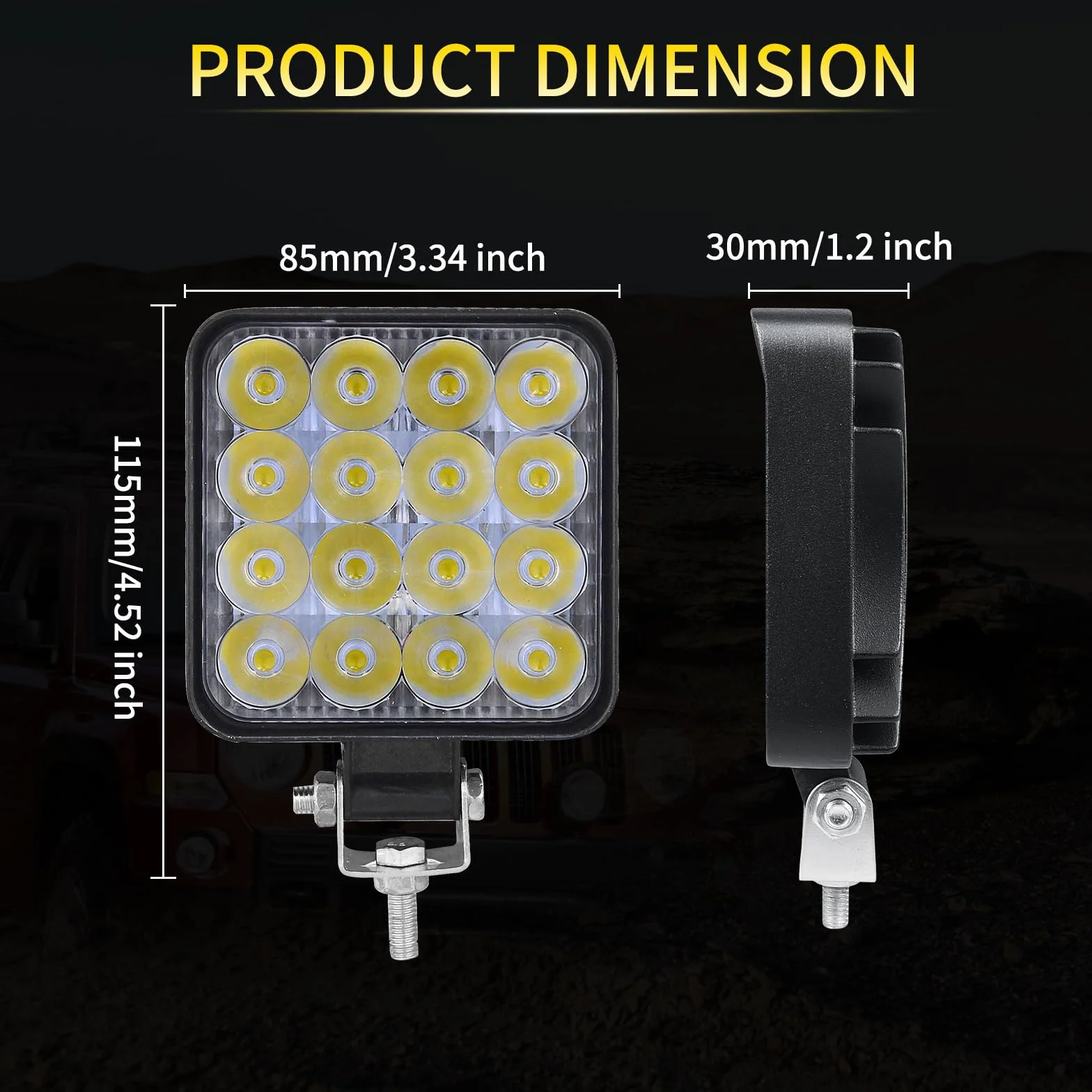 AUXTINGS 3.5 cala 9 cm 48W mini Faro de trabajo LED Spot 6000K IP67 Impermeable 12V 24V para off road camión coche ATV 4x4 tractor moto 2 piezas
