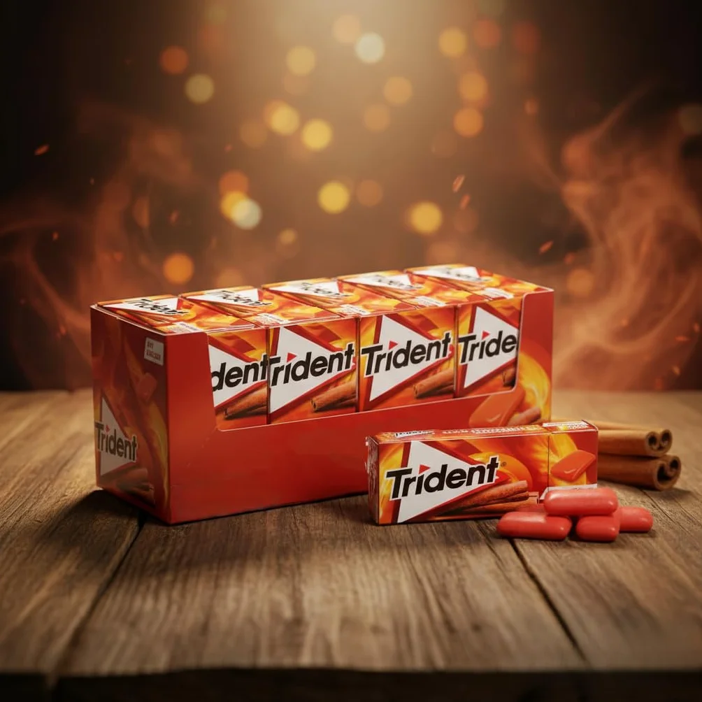 iChuches Trident Chicle Sin Azúcar Sabor Canela Pack 24 Unidades Larga Duración Sin Calorías