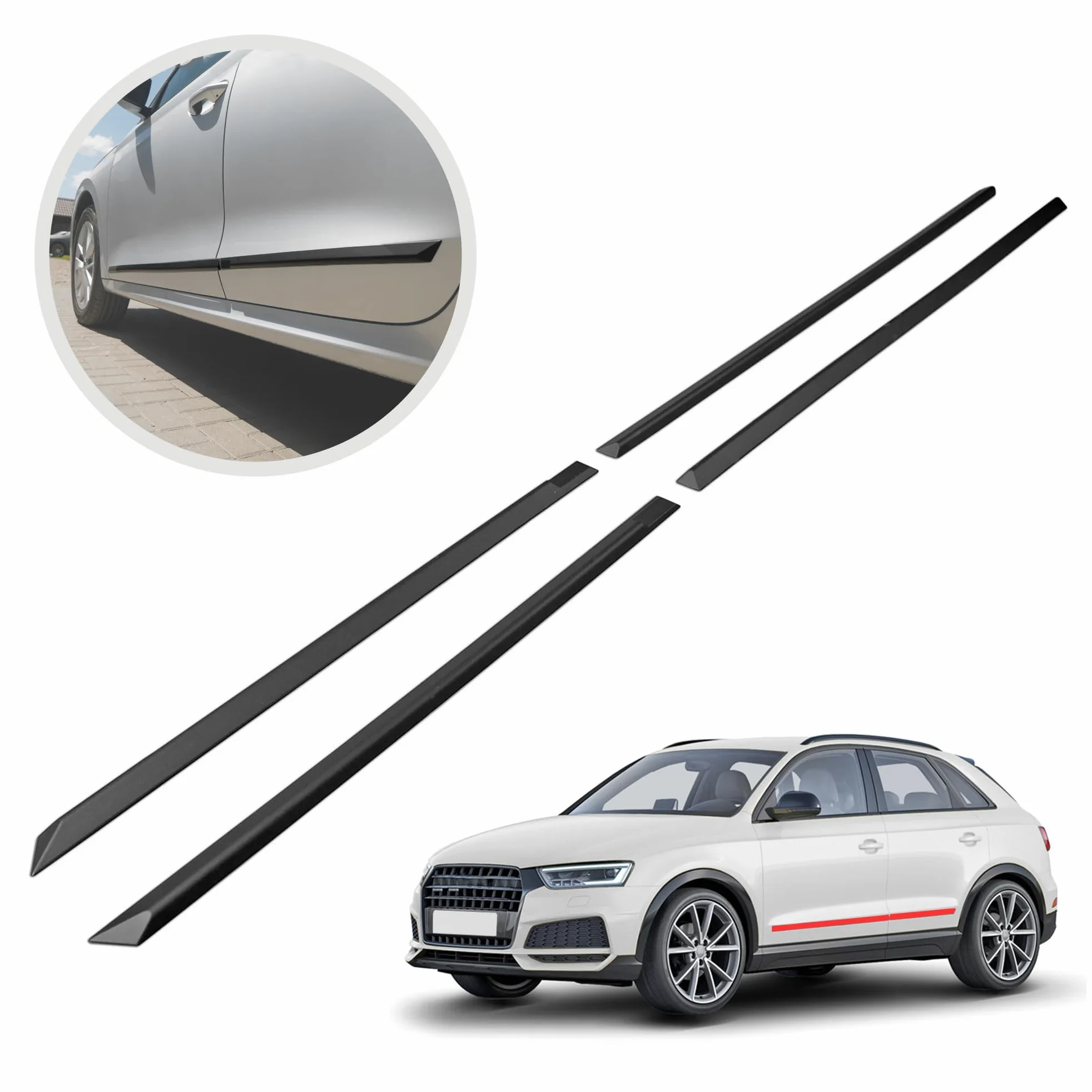 CHROMEMASTER | Molduras Protectoras Laterales para Puertas de Coche | Compatibles con Audi Q3 2011-2018 | El plastico | Molduras protegen Las Puertas del Coche de daños