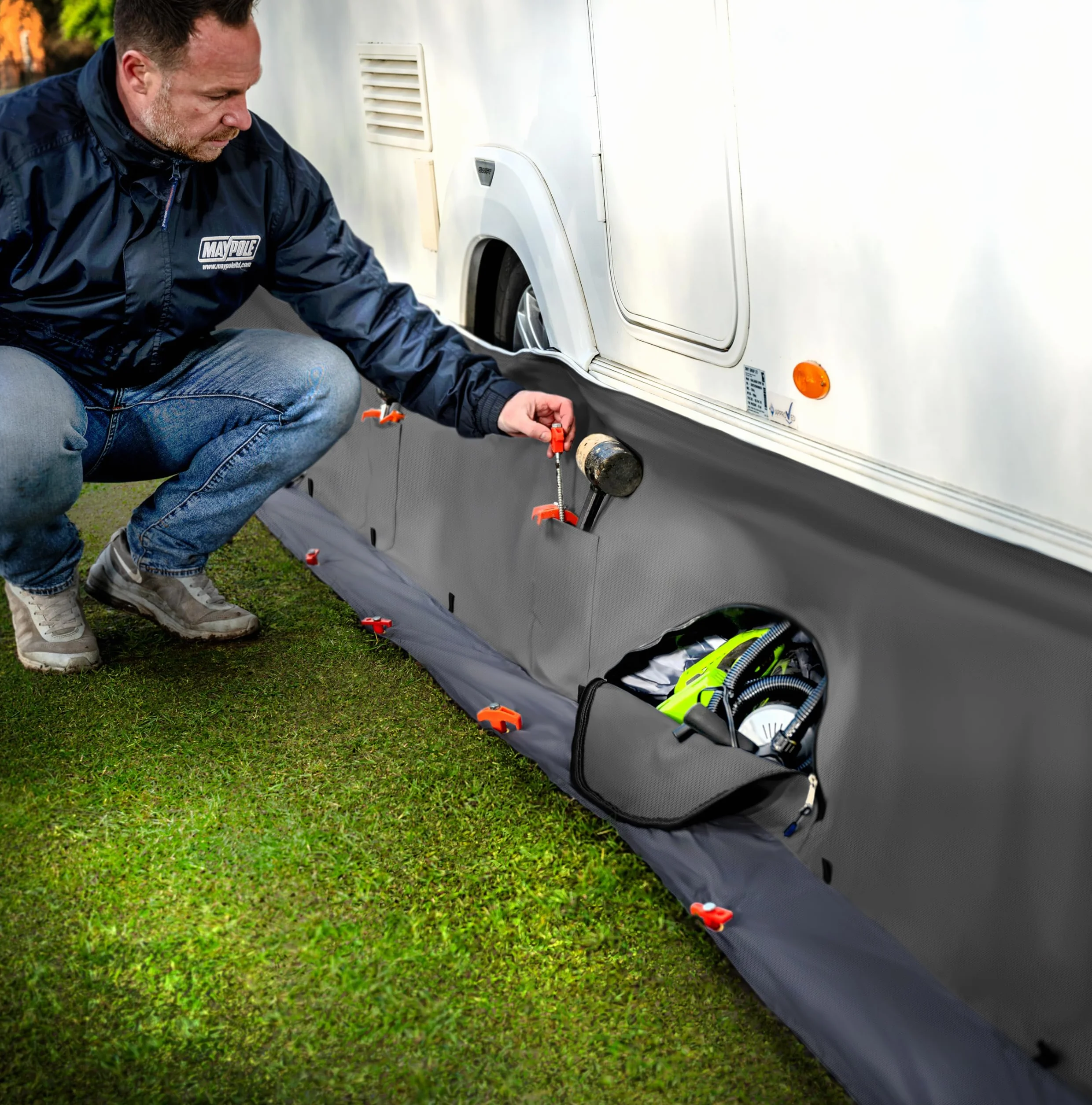 Maypole Organizador de faldón para caravanas y autocaravanas, Compartimentos de Almacenamiento Grandes para Almacenamiento al Aire Libre
