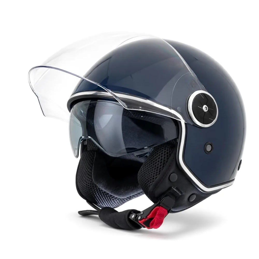 VINZ Tobia Casco Jet con Doble Visera | Casco Scooter & Moto & Ciclomotor | con Visera Solar | ECE 22.06 Homologado | En Tamaño XS - XXL | para Hombre y Mujer