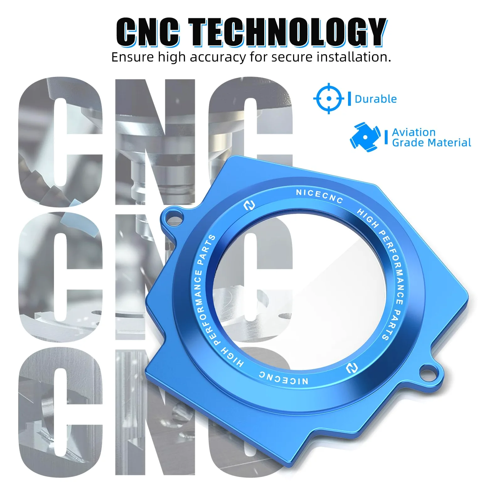 NICECNC Cubierta de Eje de Leva Transparente de aleación de Aluminio Azul Compatible with Yamaha Raptor YFM 700 2006-2024, Raptor 700 R 2009-2024, Raptor 700 SE 2009-2024