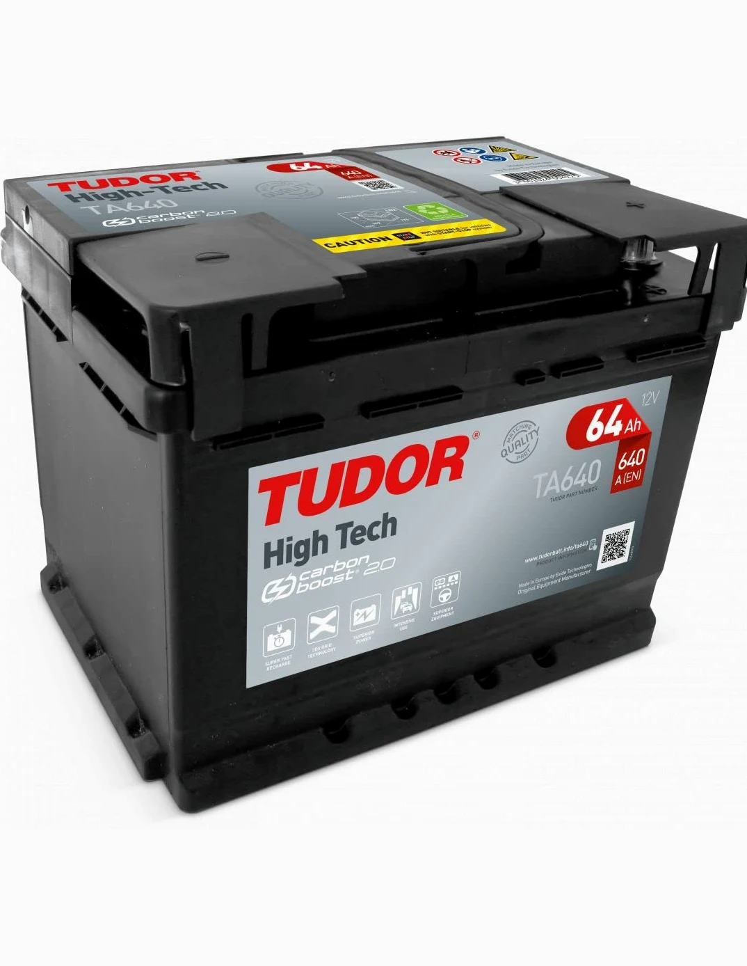 Tudor TA640 Batería de coche Tudor 64Ah 640A, Gama High Tech, para Automóvil de turismo
