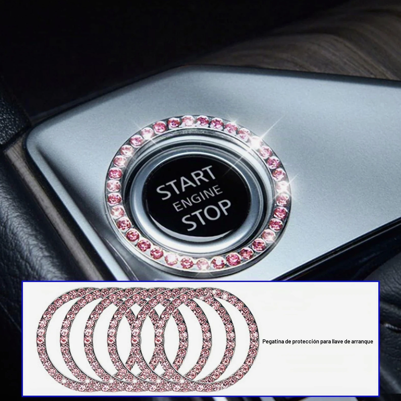 20 piezas Bling Auto Accesorios Interior Mujeres Brillantes Accesorios Bling Car Accessories Soporte para gafas para mujeres, soporte para teléfono móvil, anillo de encendido
