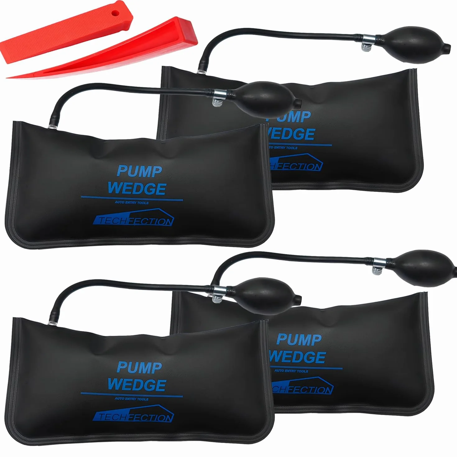 Juego de 4pcs Cojines de Montaje Cuña de Aire de Bomba Alineada Air Wedge Pump Up Bomba de Cuña Carga hasta 300kg Cuña del Aire para Instalación de Ventanas de Puertas y Reparación de Automóviles