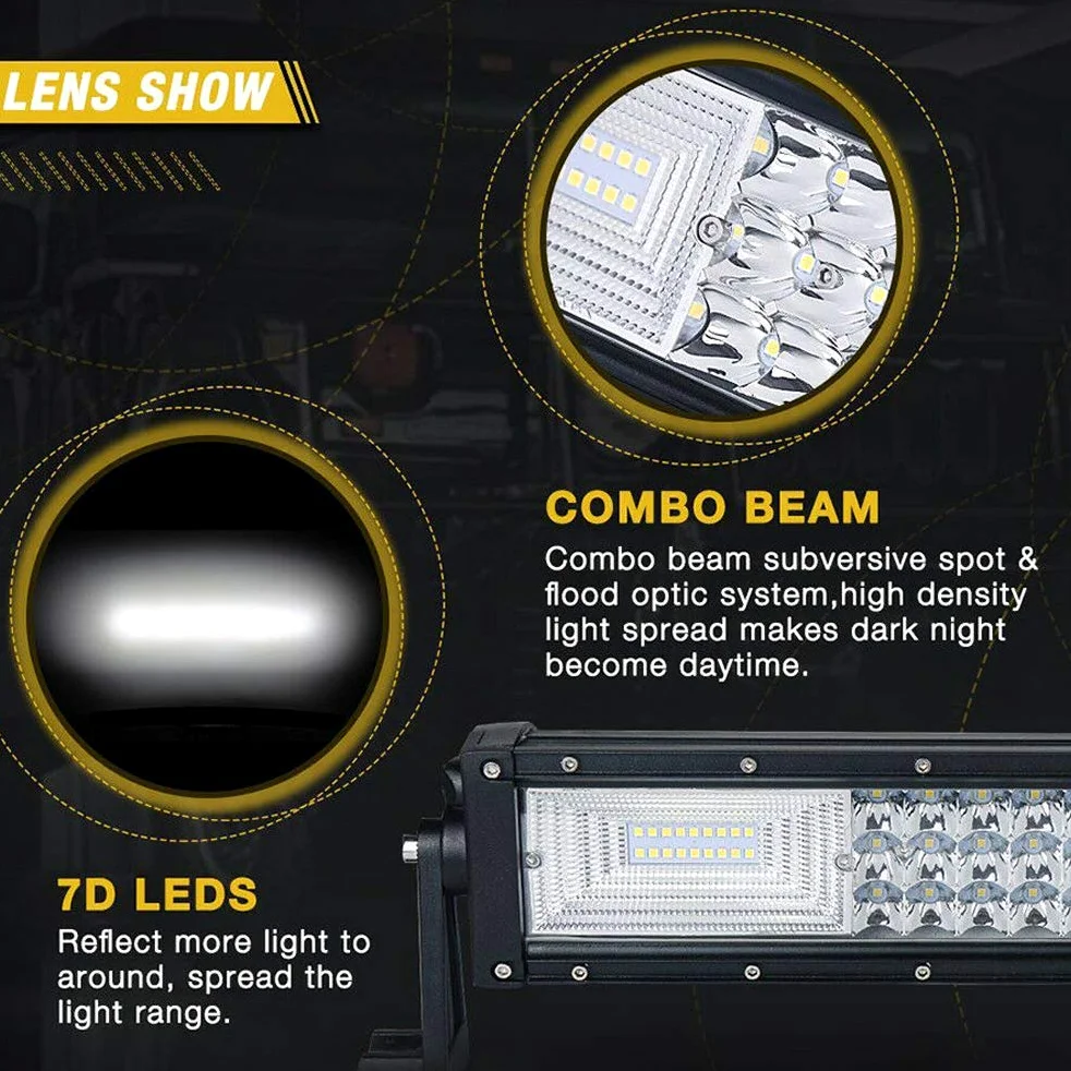 AUXTINGS 42 Pulgada 540W LED Barra de luz 7D Foco de inundación de Haz Combo Impermeable Doble Fila LED Luces de Buceo de Trabajo para Todoterreno vehículo