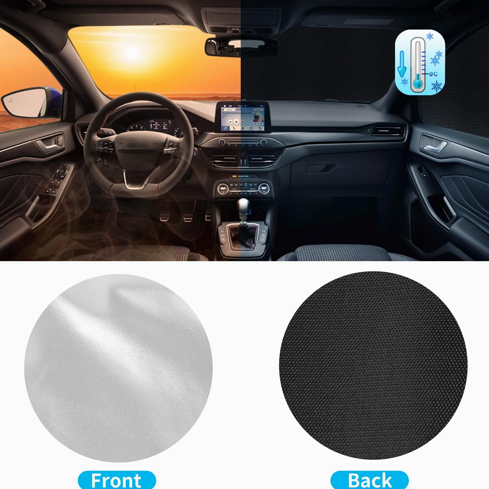 Cubierta de Parabrisas Térmico Externo Compatible con 2018-2023 VW Crafter Grand California, Parabrisas Delantero Cubierta Luxury de Plata para Protección contra Nieve, Hielo, Polvo y Sol