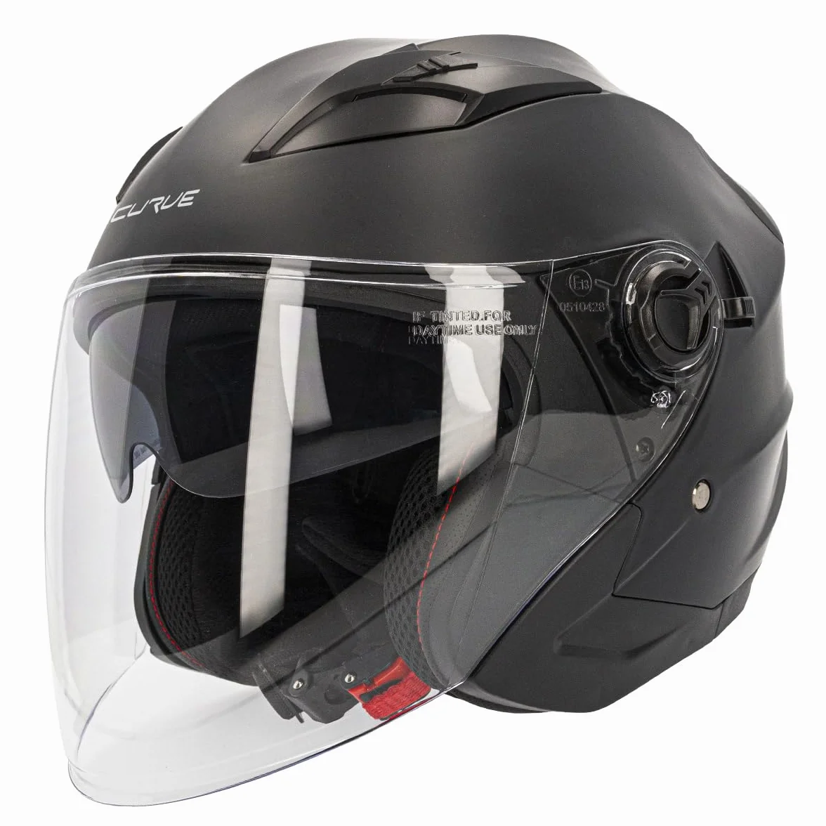 Curve Casco Jet para Moto, Mercury, Material Resina ABS termoplástica, Sistema de ventilación, Visor Solar Ahumado, Cierre micrométrico, Adultos, Hombre y Mujer, ECE 22.06