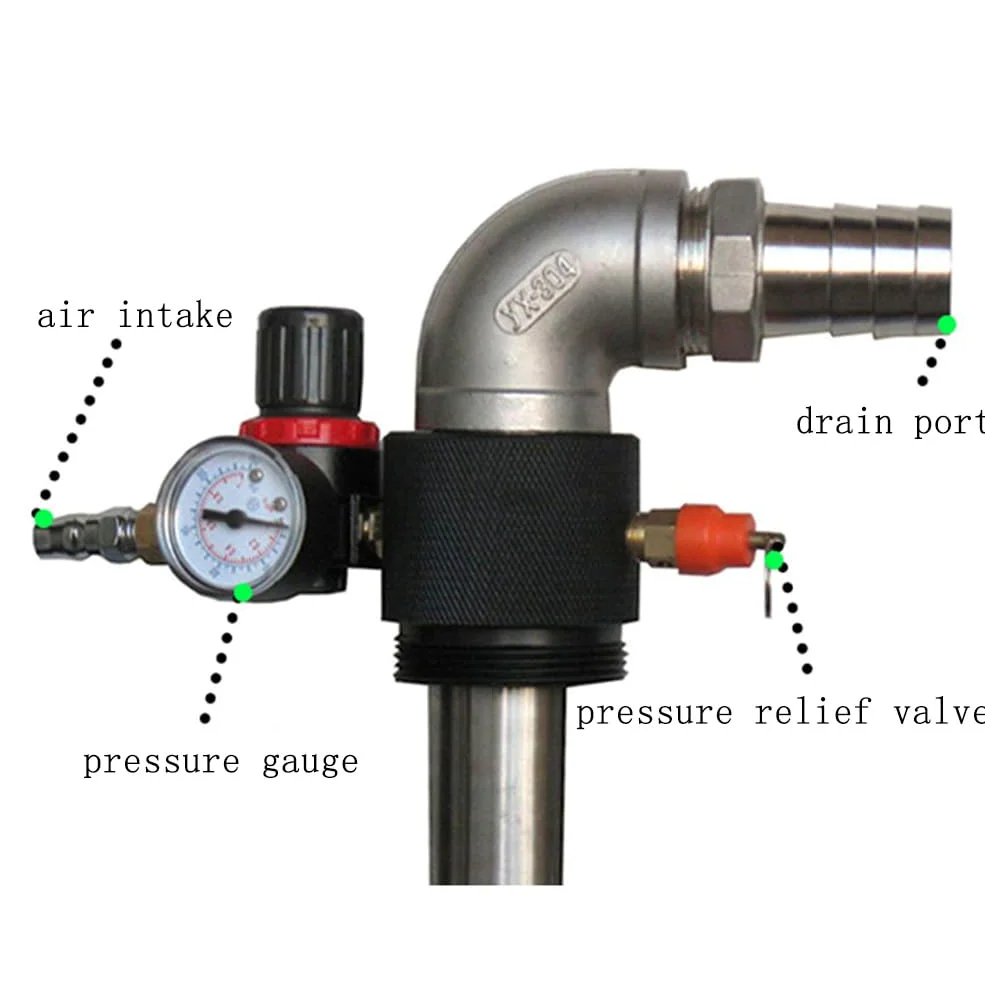 Bomba de transferencia de aceite accionada por aire, bomba química de acero inoxidable para barriles de 200 litros, flujo de 40-50 l/min para transportar diésel, aceite de motor, aceite hidráulico