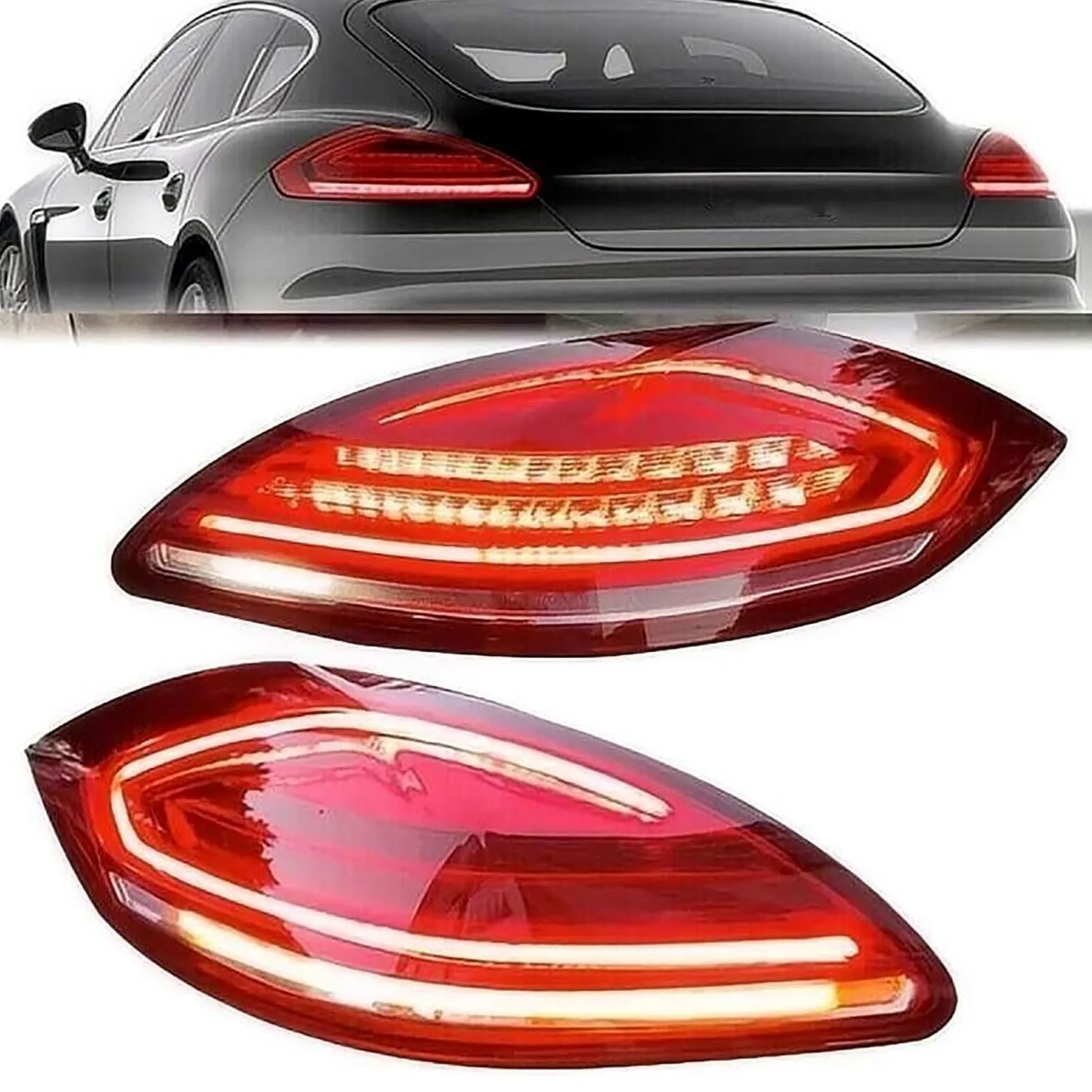 Faro Trasero de Coche para Porsche Panamera 970 2010 2011 2012 2013, Piloto Trasero Conjunto Luz Traseras Lámpara Freno Coche Luz Advertencia Accesorios,Smoked