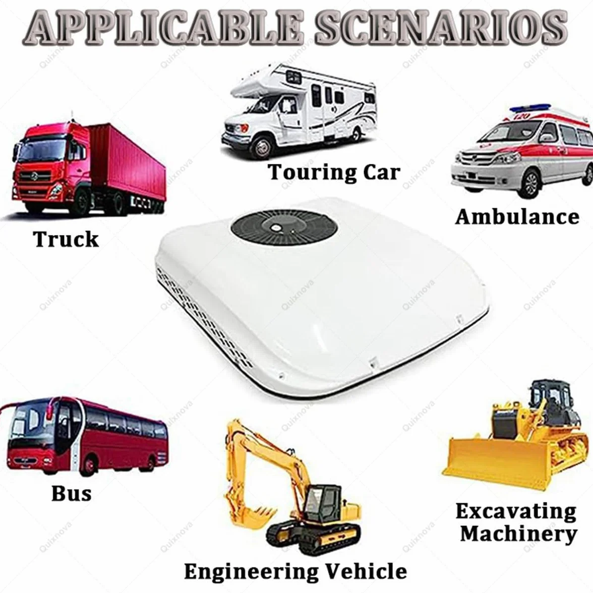 Aire Acondicionado de Techo 12V 24V para Vehículos Recreativos Camiones Caravanas