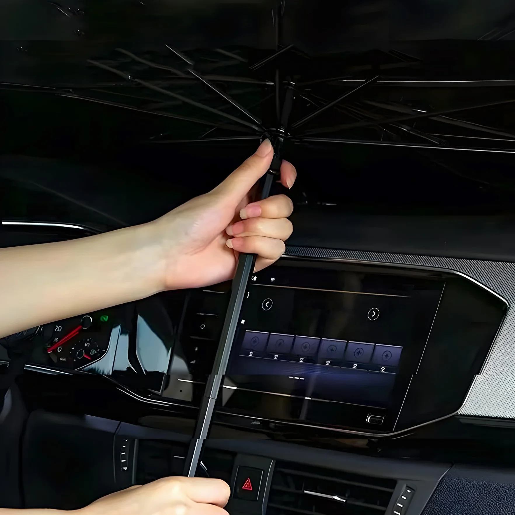 Retoo Parasol Coche 123x65 Cm, Parasol Plegable para Parabrisas, Protección Solar UV, Mango Flexible, Sombrilla Coche Delantera Universal para Interior