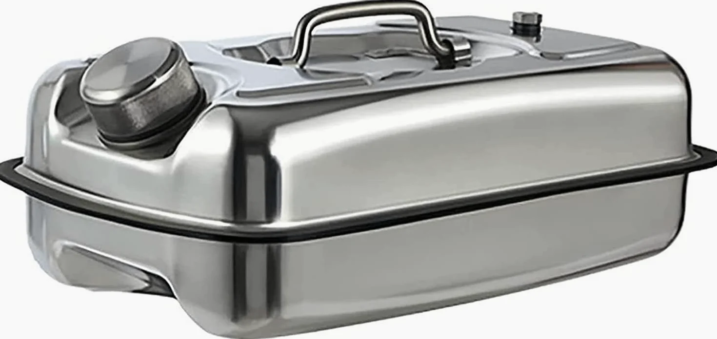 Bidón de gasolina de Metálico Recipientes gasoli Portátil 5L, 10L Tanque de combustible for automóvil de motocicleta Jerry Can Spare 304 Contenedor de gas de gasolina de acero inoxidable Combustible a