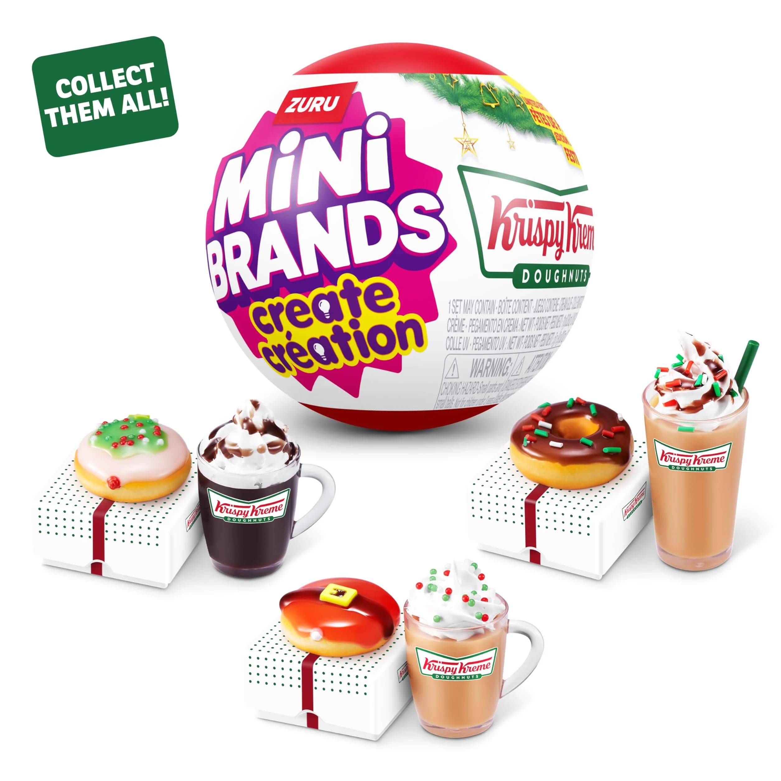 ZURU Mini Brands Cápsula Create Krispy Kreme Holiday Serie 1, Minis Coleccionables Paquete Misterioso DIY