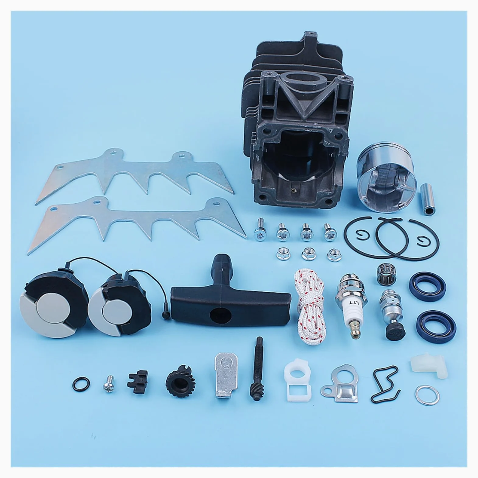 Pistón de cilindro 46mm, Kit ajustador picos for perros for Stihl MS280 MS270 MS 270 280, trinquete arranque con tapa Gas for motosierra