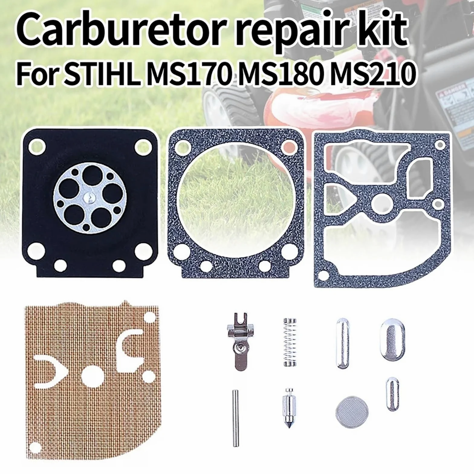 Kit de carburador Kits de reparación de carburador RB-77 compatibles con Zama 180 Zama C1Q-S57B compatibles con motosierras STIHL 017 018 MS170 MS180(Pack of 20)