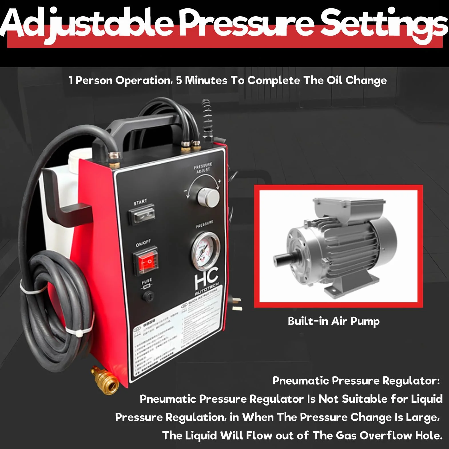 Kit de Purga automática de Frenos, intercambiadores de líquido de Frenos accionados por pulsos, con Adaptador para Cilindro Maestro de 16, para vehículos de Gasolina. PackageB-Red