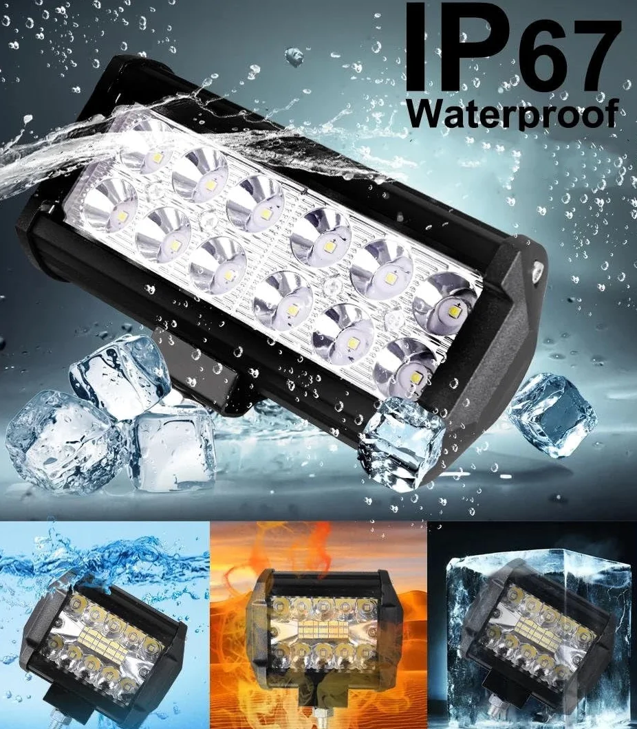 Genérico Cubiertaconjunto Faro Coche Luz Trabajo Para Coche LED Todoterreno Focos 4x4 Lámpara Antiniebla Faro Diodo SUV ATV Tractor Barco Camiones 12V Y 24V Carcasa Lámpara Coche(144W 2PCS)