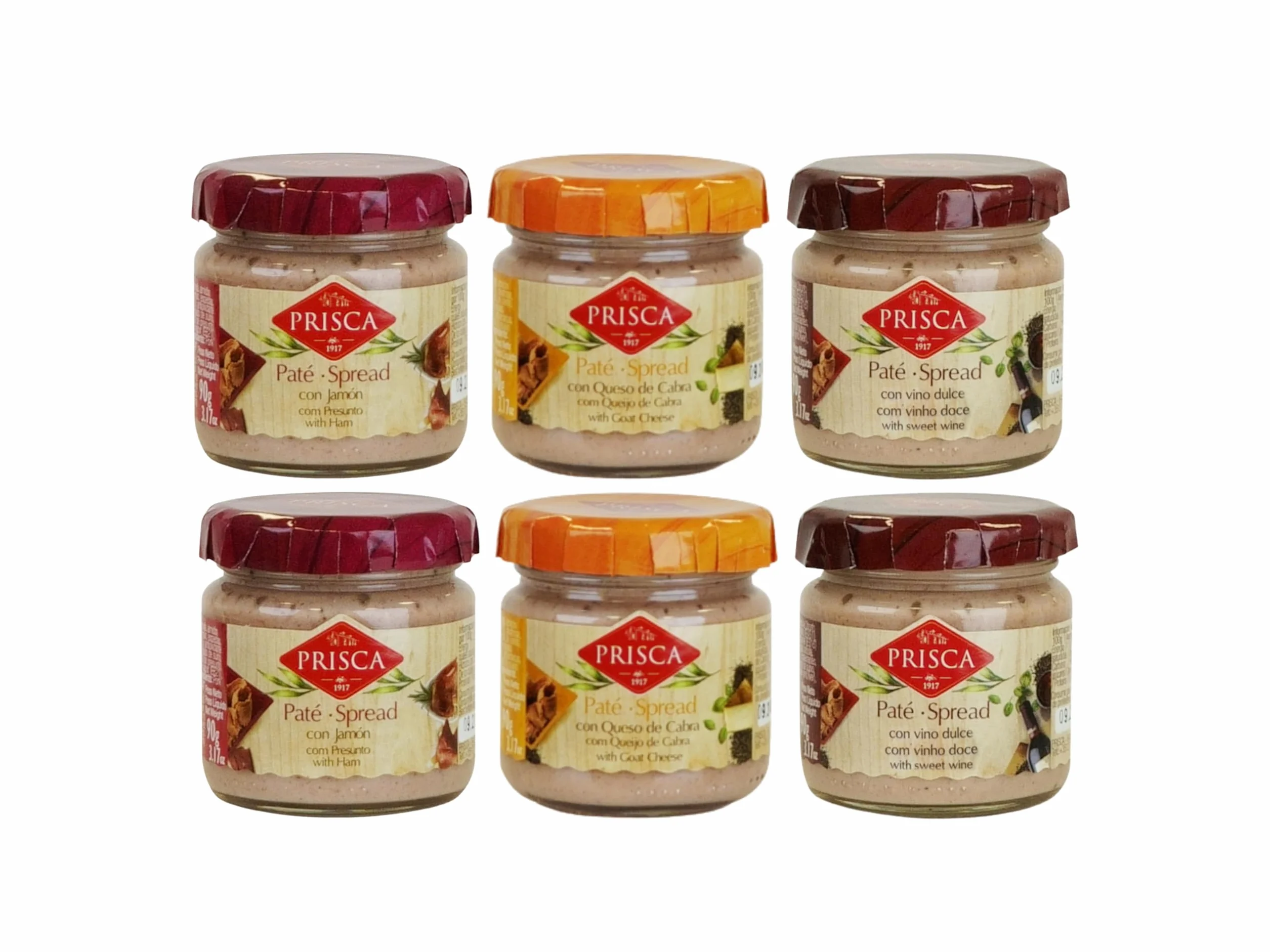 Surtido de Patés 6×90g con Vino de Oporto, Jamón y Queso de Cabra