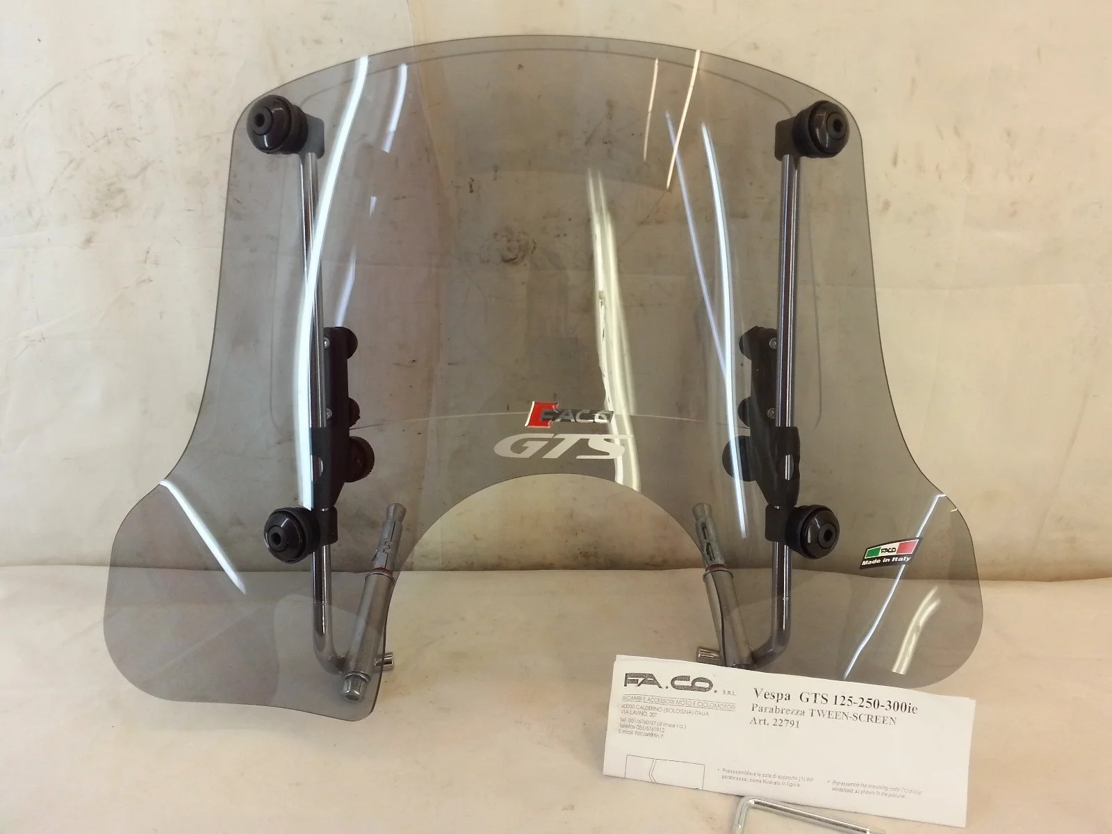 Parabrisas doble para Piaggio Vespa GTS 125 ie 250ie 300ie, deslizante, Cod.22791.