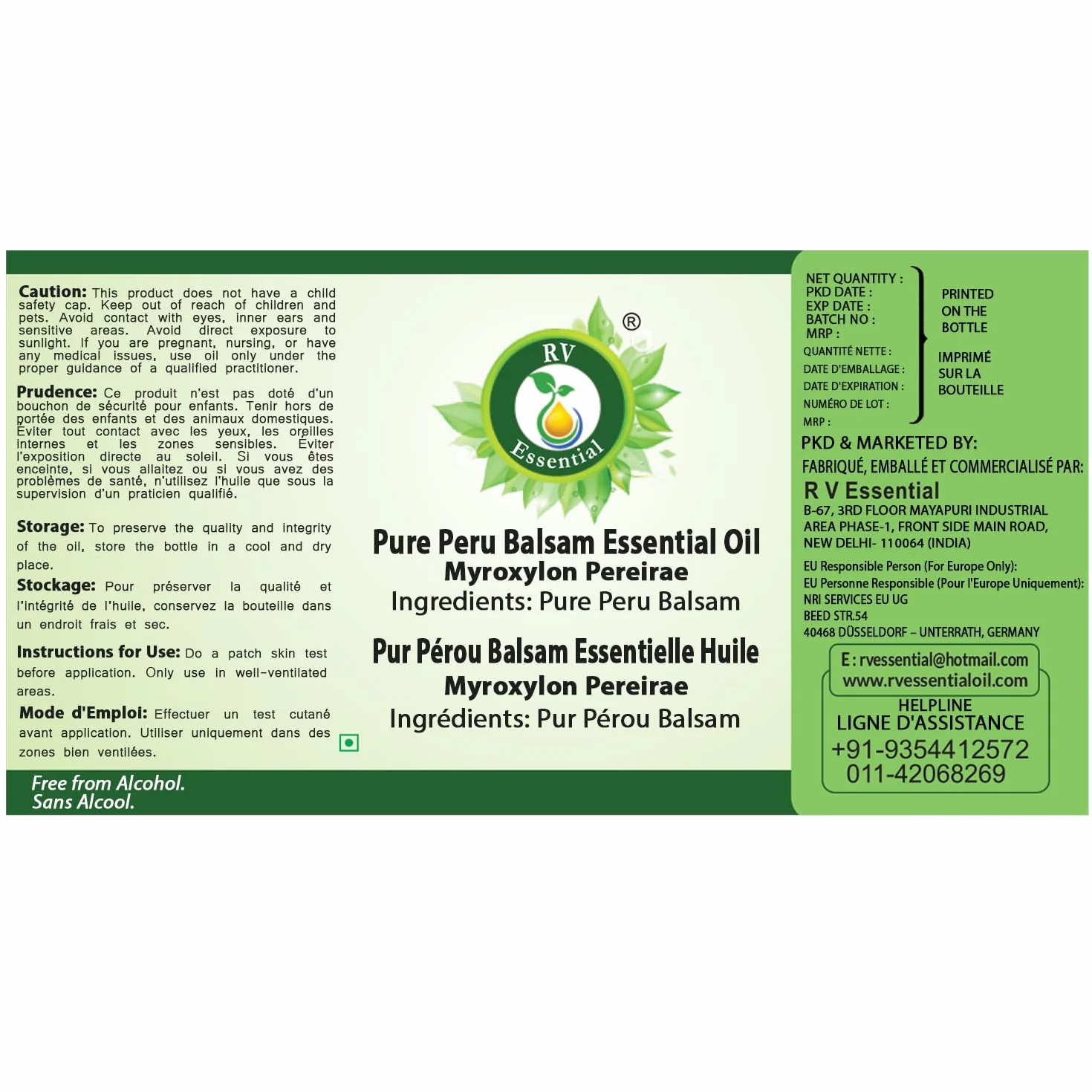 Aceite esencial de bálsamo de Perú Myroxylon Pereirae 50ml puro