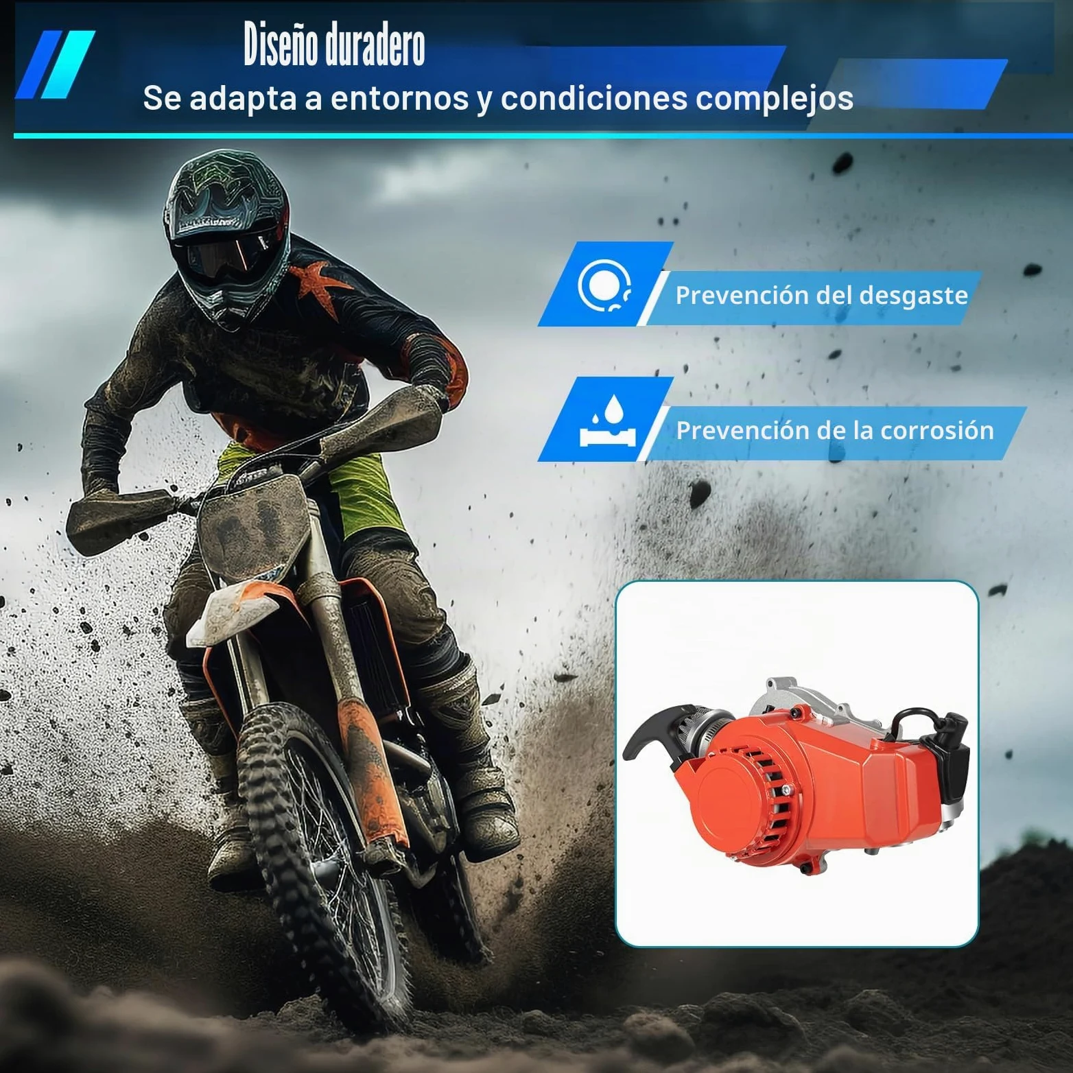 MINRS Motor de 49 CC de 2 tiempos, mini motor, motor de cilindro único, refrigeración por aire, arranque manual mejorado, caja de cambios CVT 1,9 kW 3 CV para mini dirt bike, beach bike, ATV