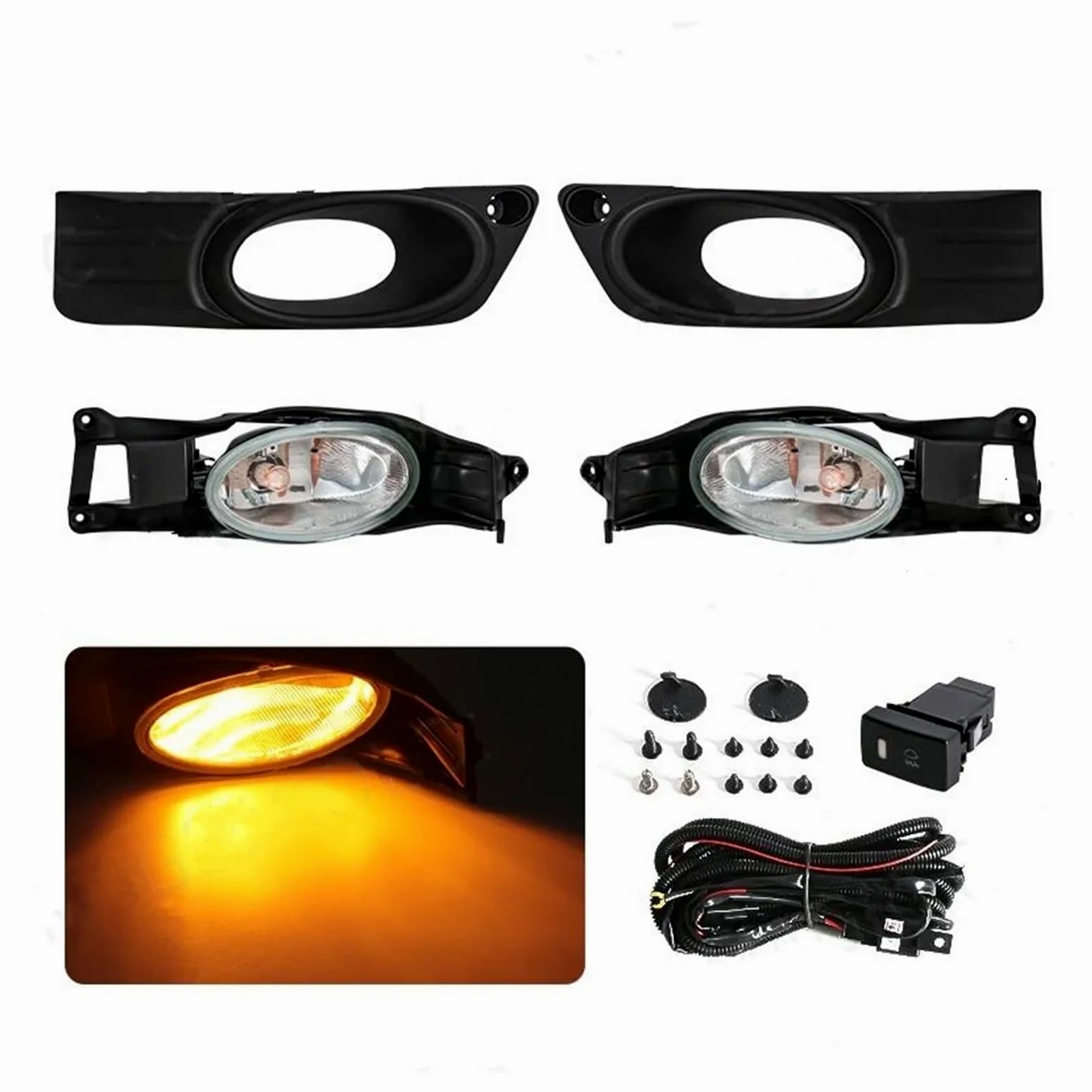 Para Fit Para Jazz Para Shuttle 2011-2016 Faros Antiniebla Halógenos Para Parachoques Delantero De Coche Luces Diurnas LED DRL Faro Antiniebla Trasero Led Impermeable(LED Yellow)